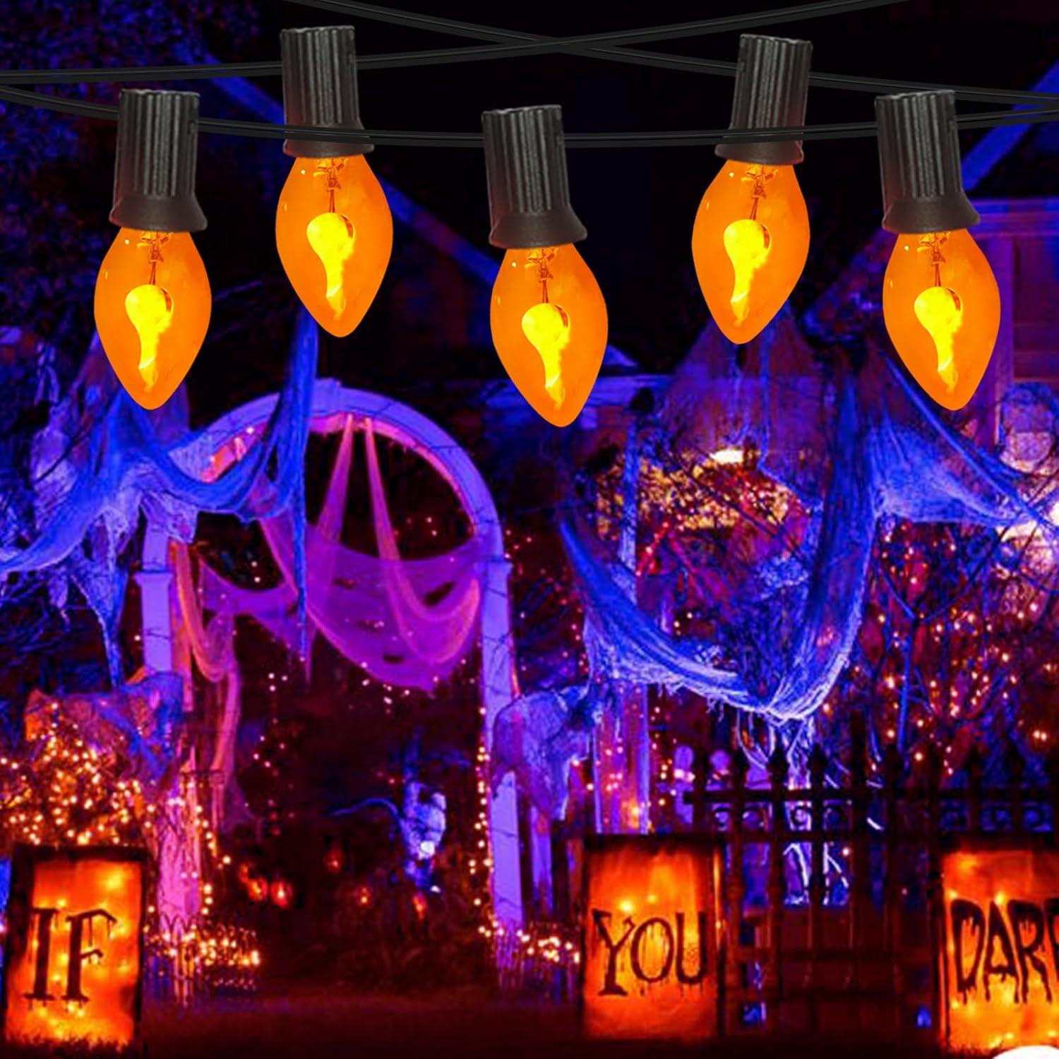 Bombillas de Llama Parpadeante Naranjas C7 Fonusty - Paquete de 12