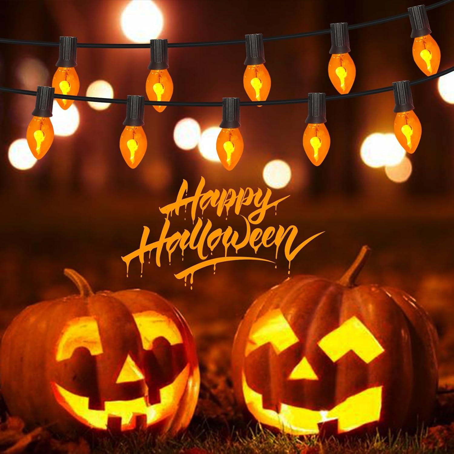 Bombillas de Llama Parpadeante Naranjas C7 Fonusty - Paquete de 12