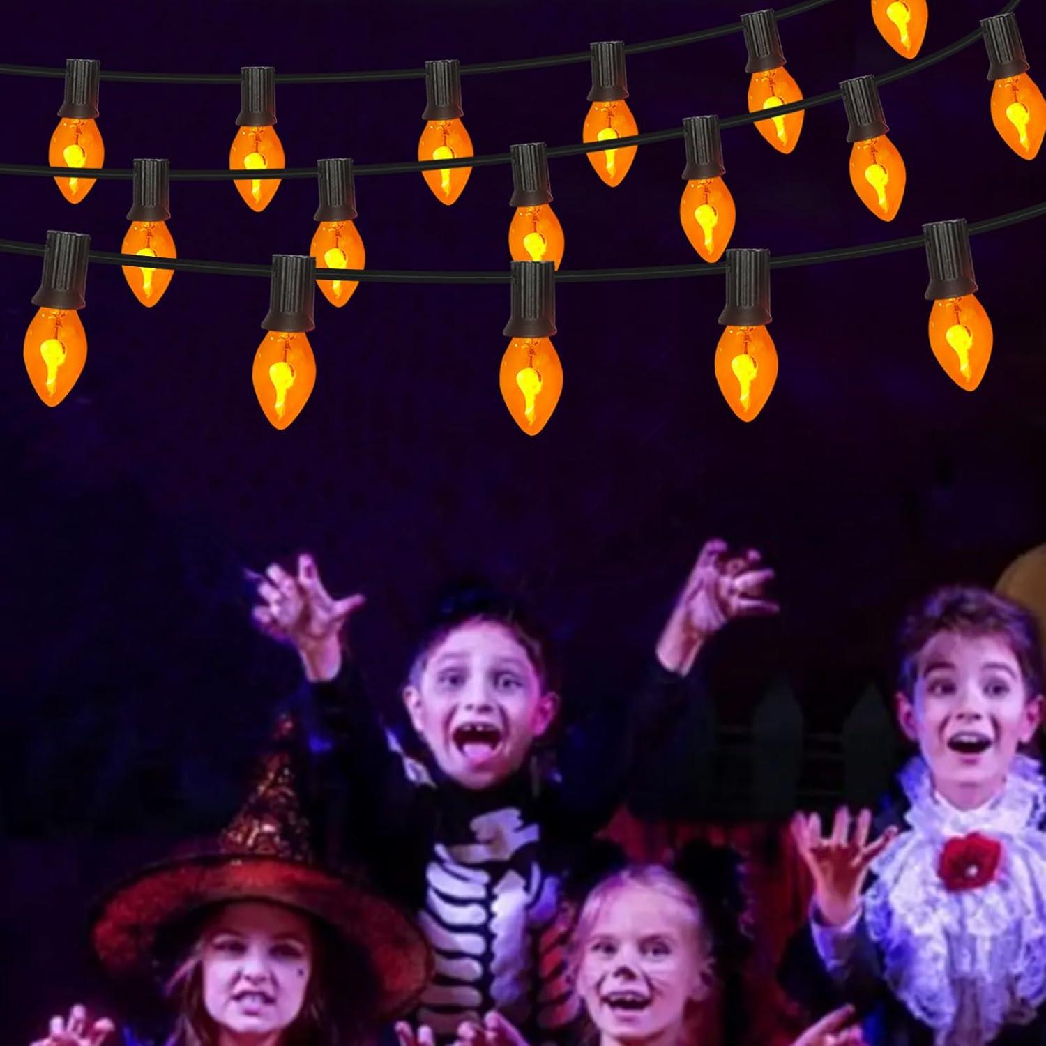 Bombillas de Llama Parpadeante Naranjas C7 Fonusty - Paquete de 12