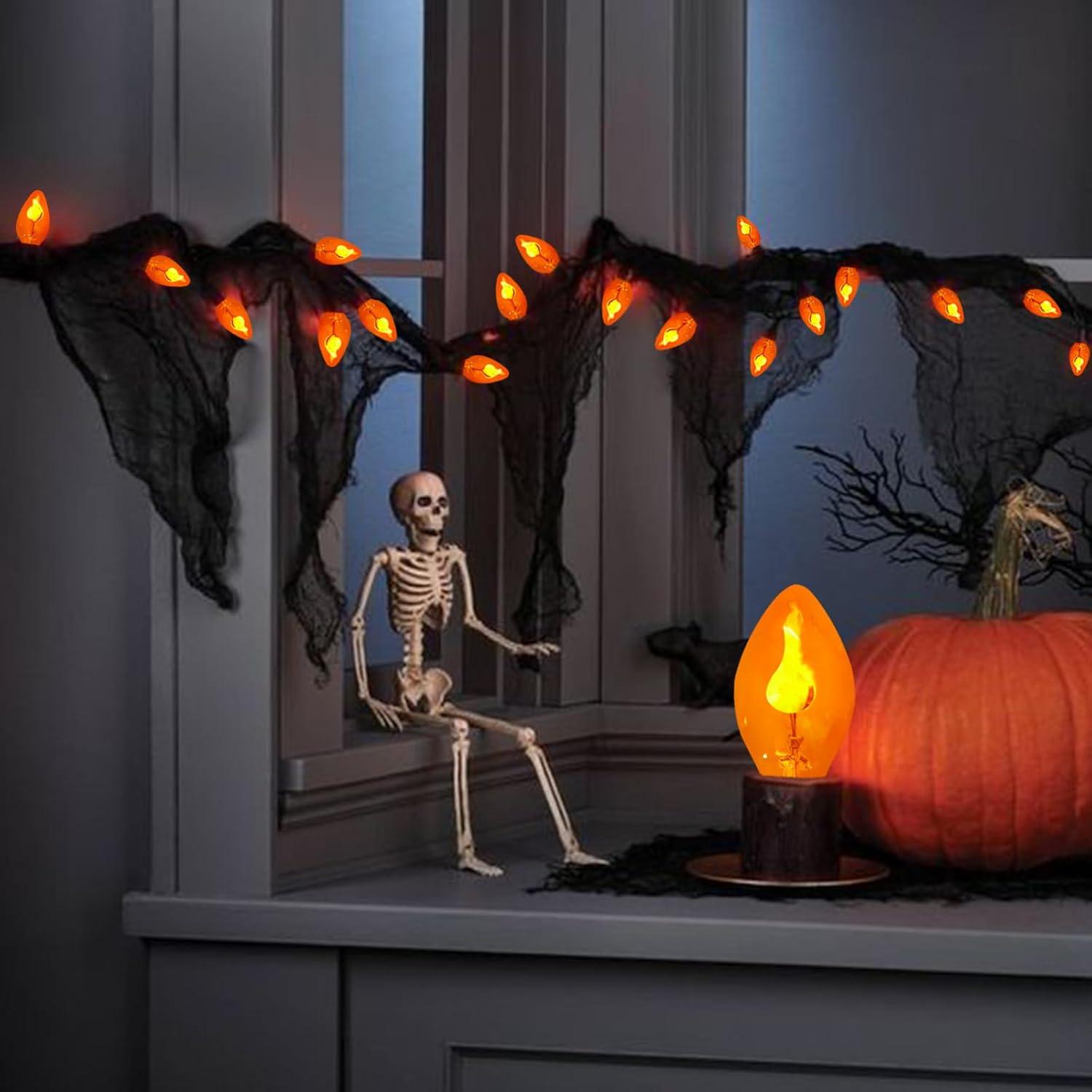 Bombillas de Llama Parpadeante Naranjas C7 Fonusty - Paquete de 12