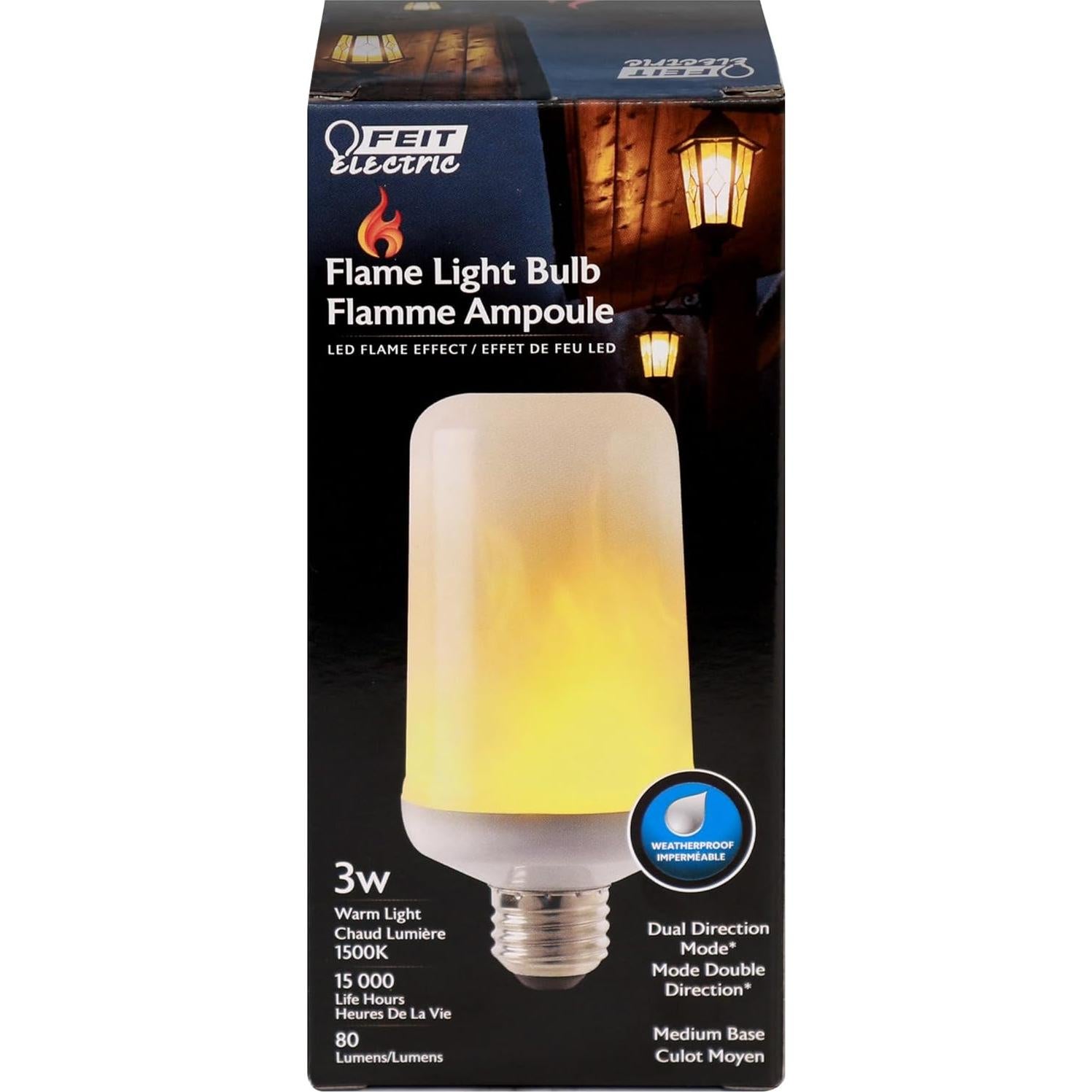 Bombilla LED E26 Feit Electric 3W Efecto Llama 1500K 4 Piezas