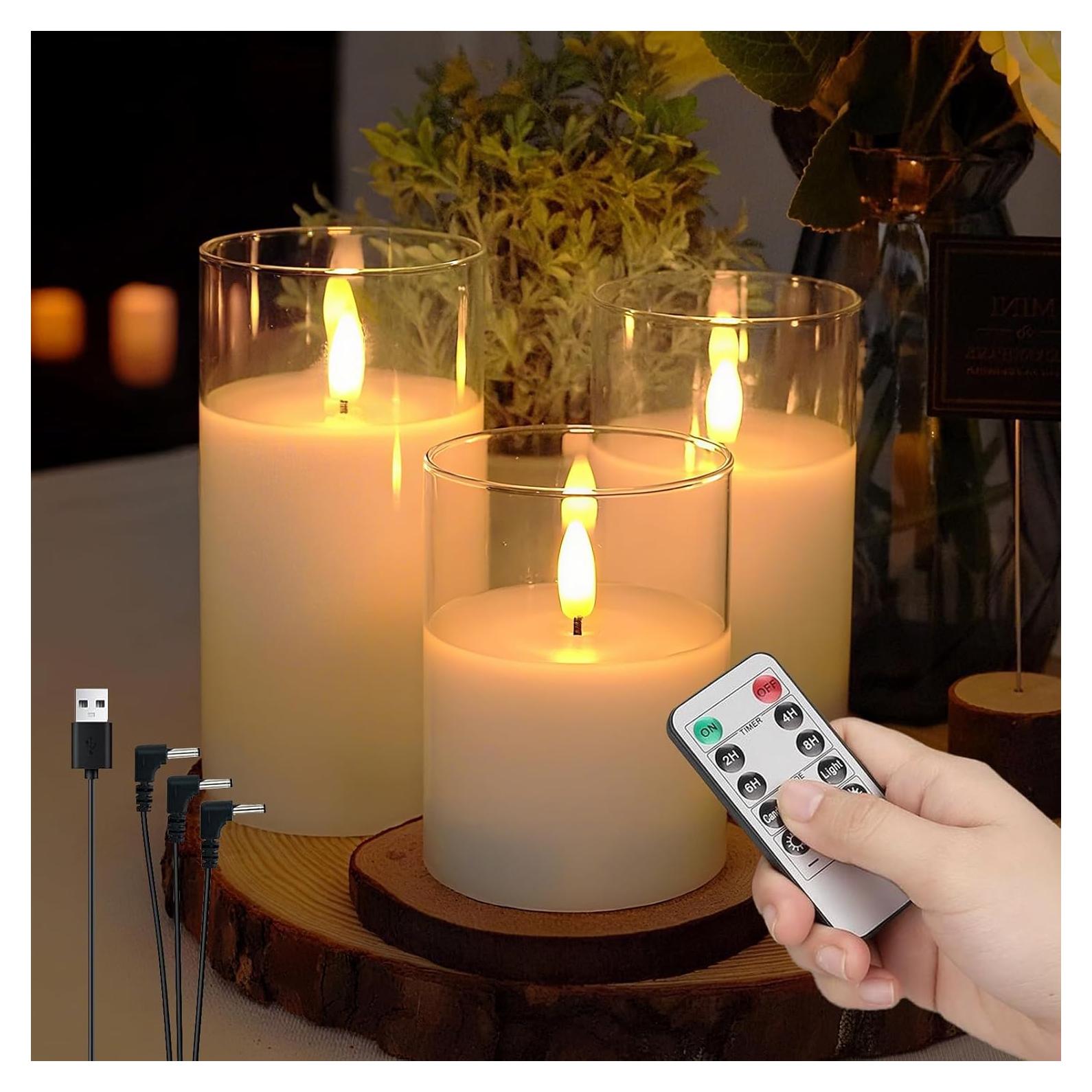 Conjunto de 3 Velas Recargables SORALEK con Control Remoto