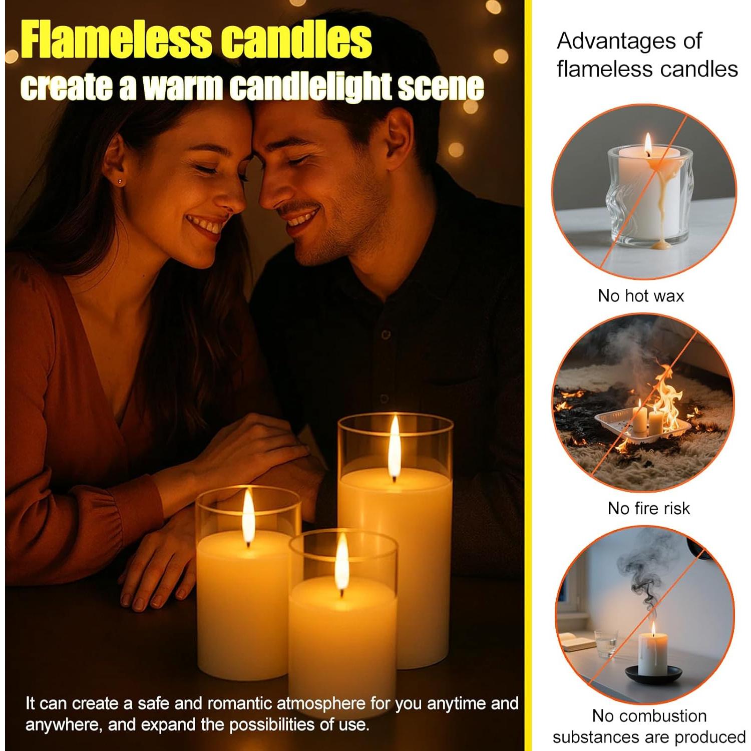 Conjunto de 3 Velas Recargables SORALEK con Control Remoto