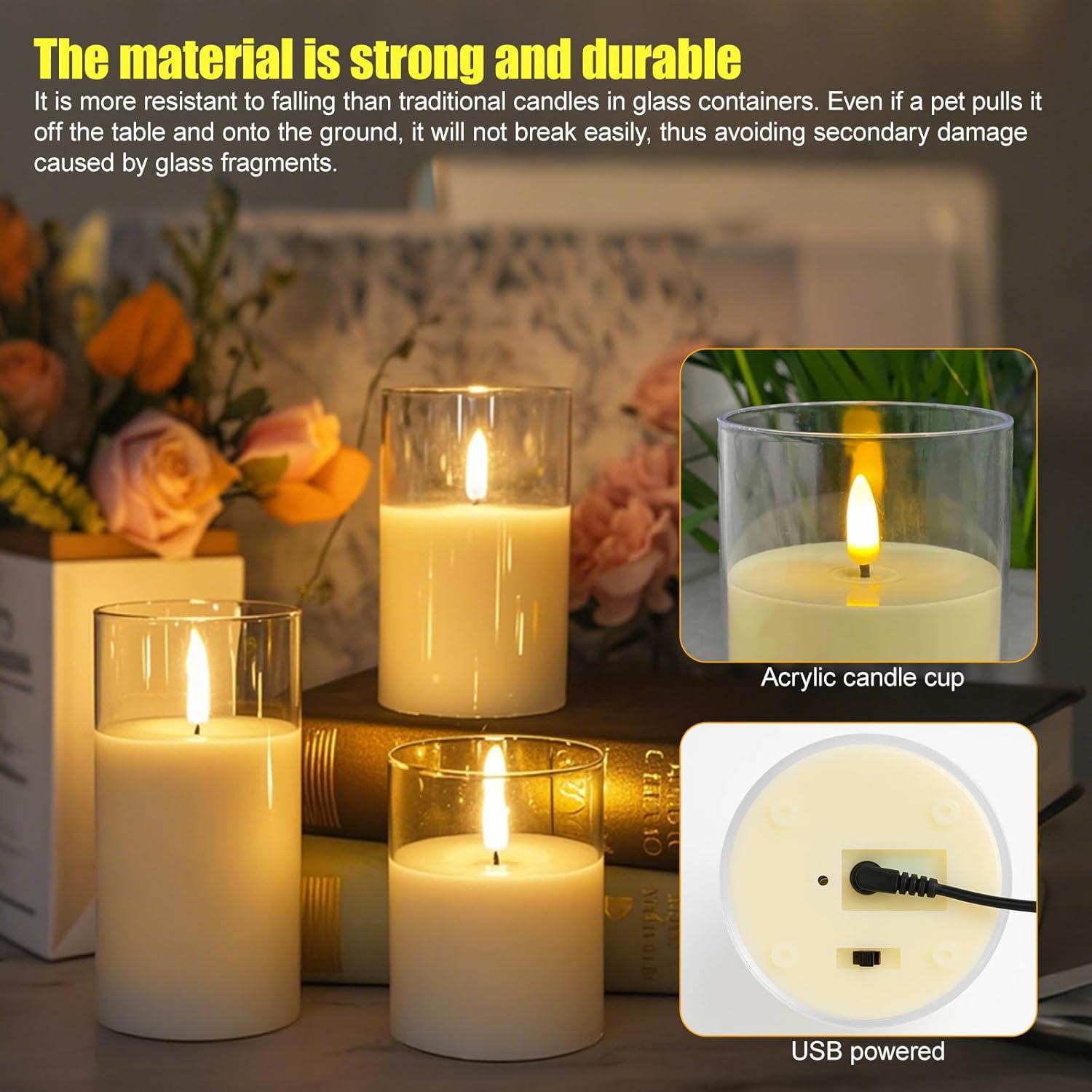 Conjunto de 3 Velas Recargables SORALEK con Control Remoto