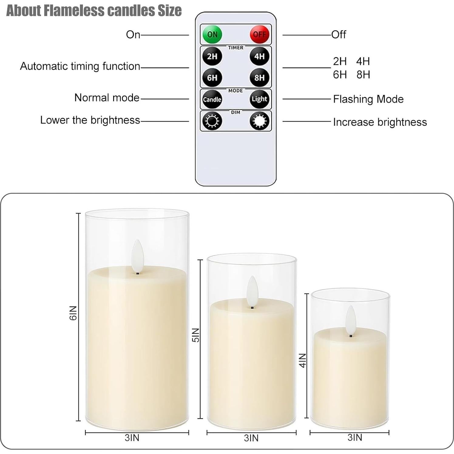 Conjunto de 3 Velas Recargables SORALEK con Control Remoto