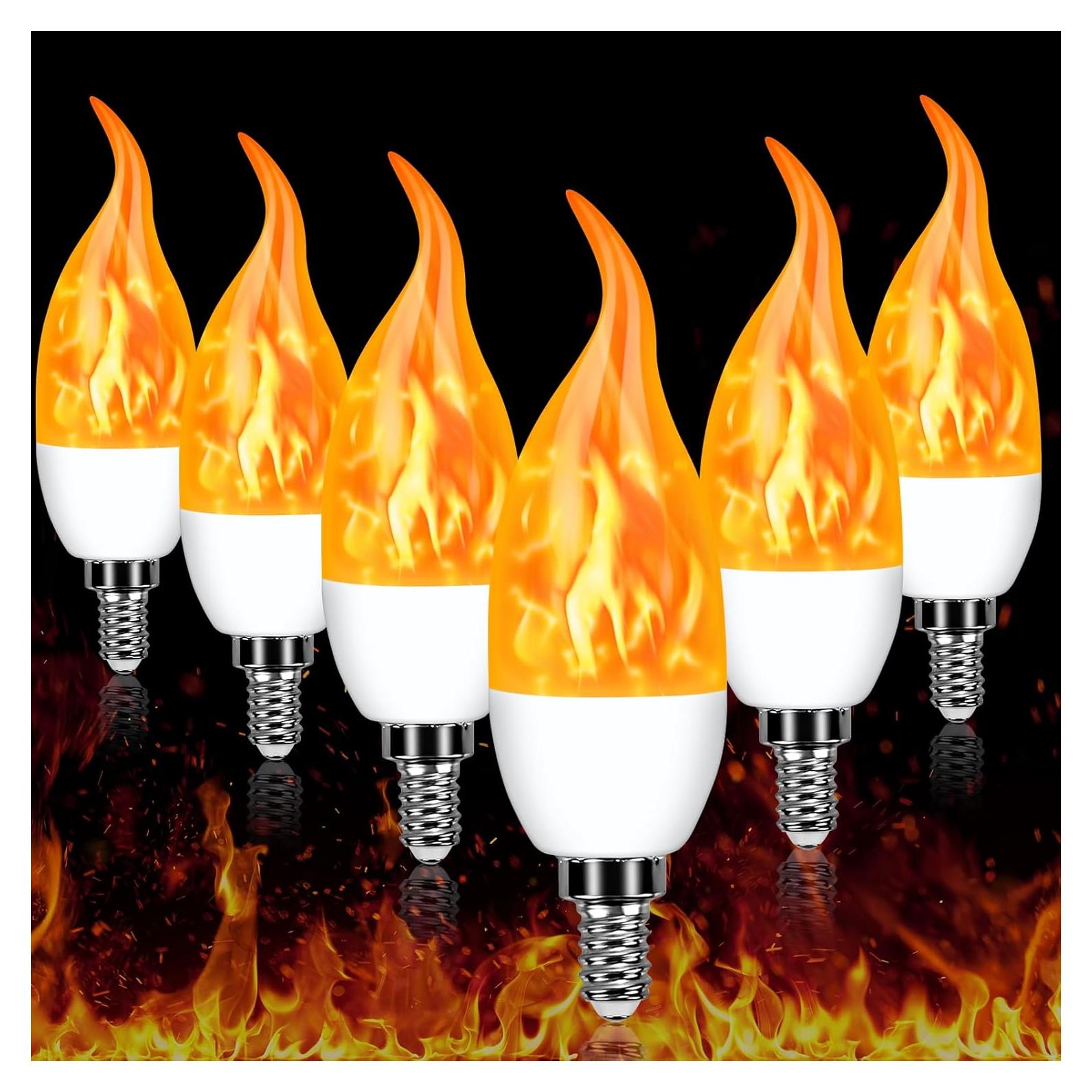 Bombillas LED E12 Parpadeantes Efecto Llama - 6 Piezas