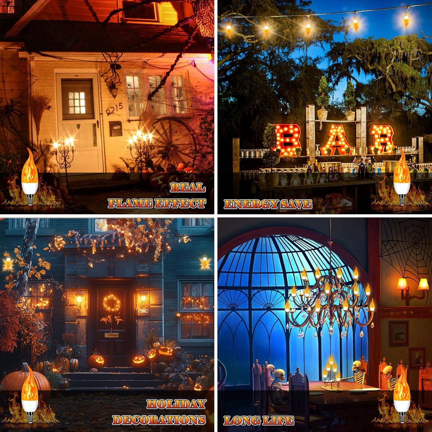 Bombillas LED E12 Parpadeantes Efecto Llama - 6 Piezas