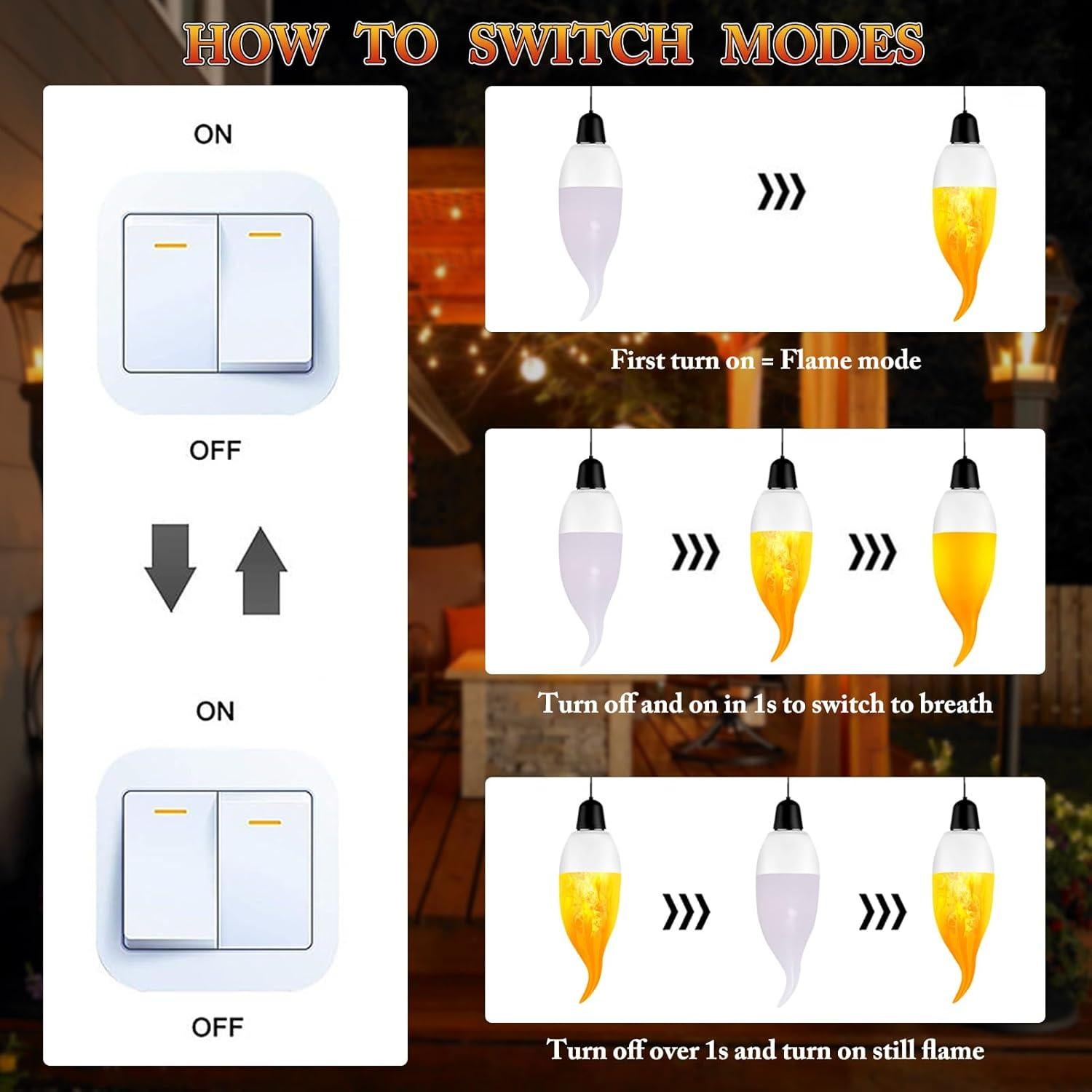 Bombillas LED E12 Parpadeantes Efecto Llama - 6 Piezas