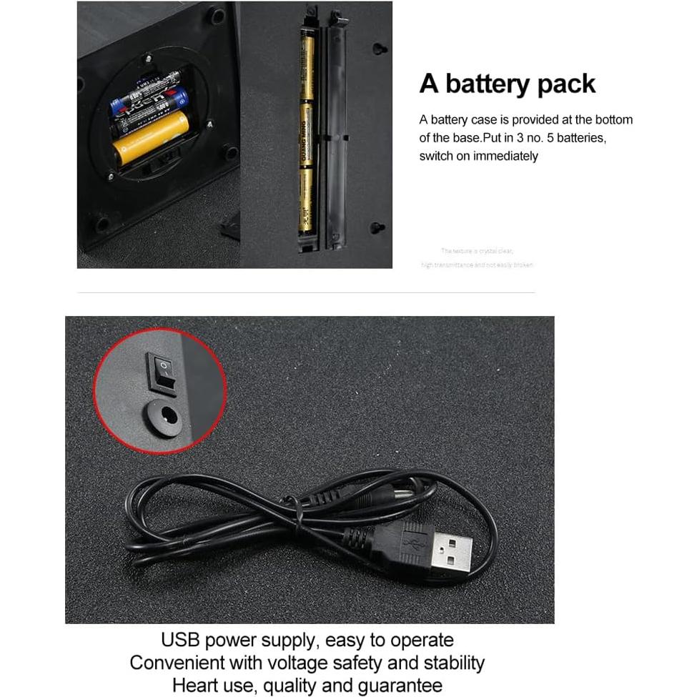 Lámpara LED de Chimenea Aqur2020 con Efecto Llama - 30x21x7.8cm