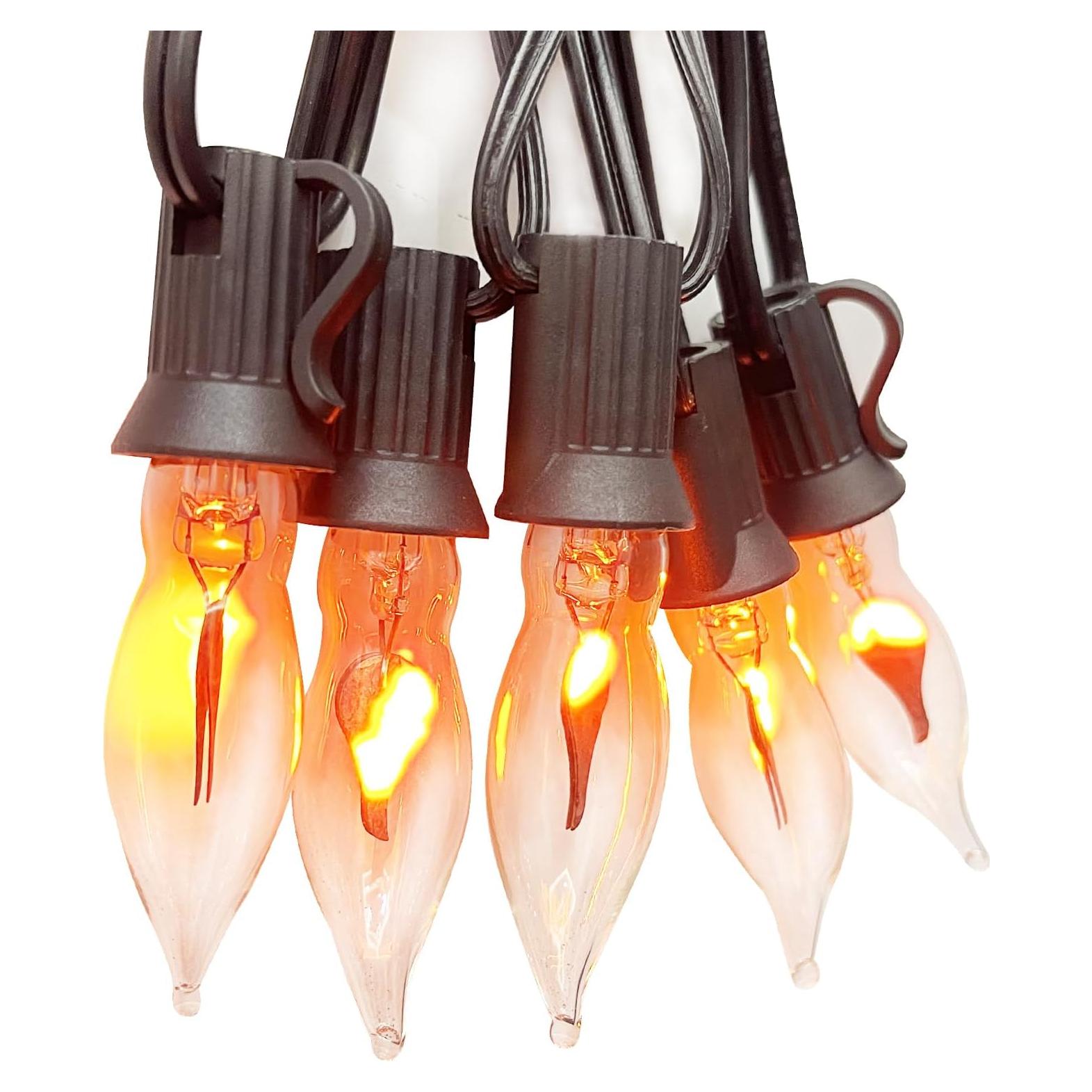 Luces de Cuerda Parpadeantes C18 10 Bombillas 10 pies Negro