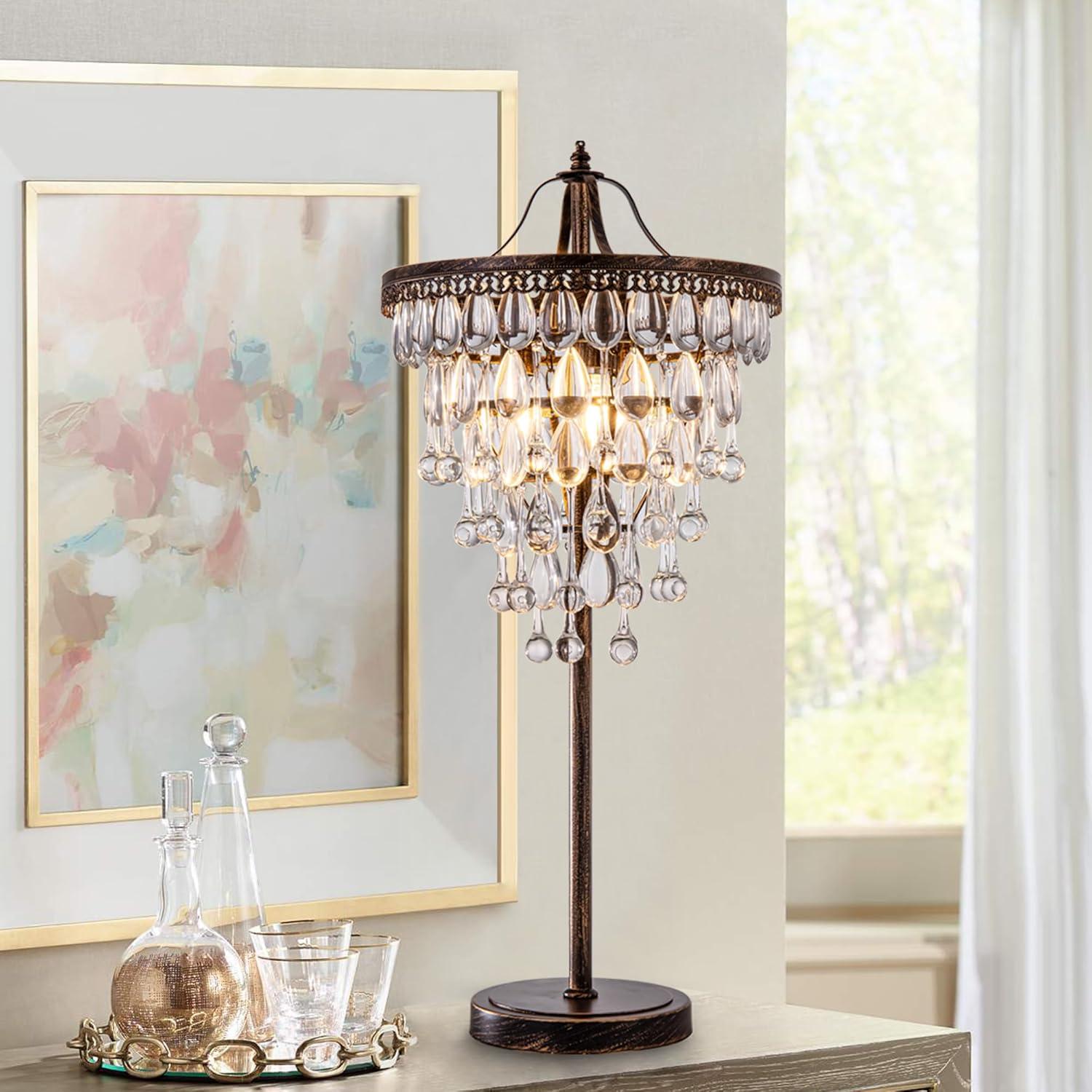 Lámpara de Mesa de Cristal Tochic 3 Luces Regulable 72 cm