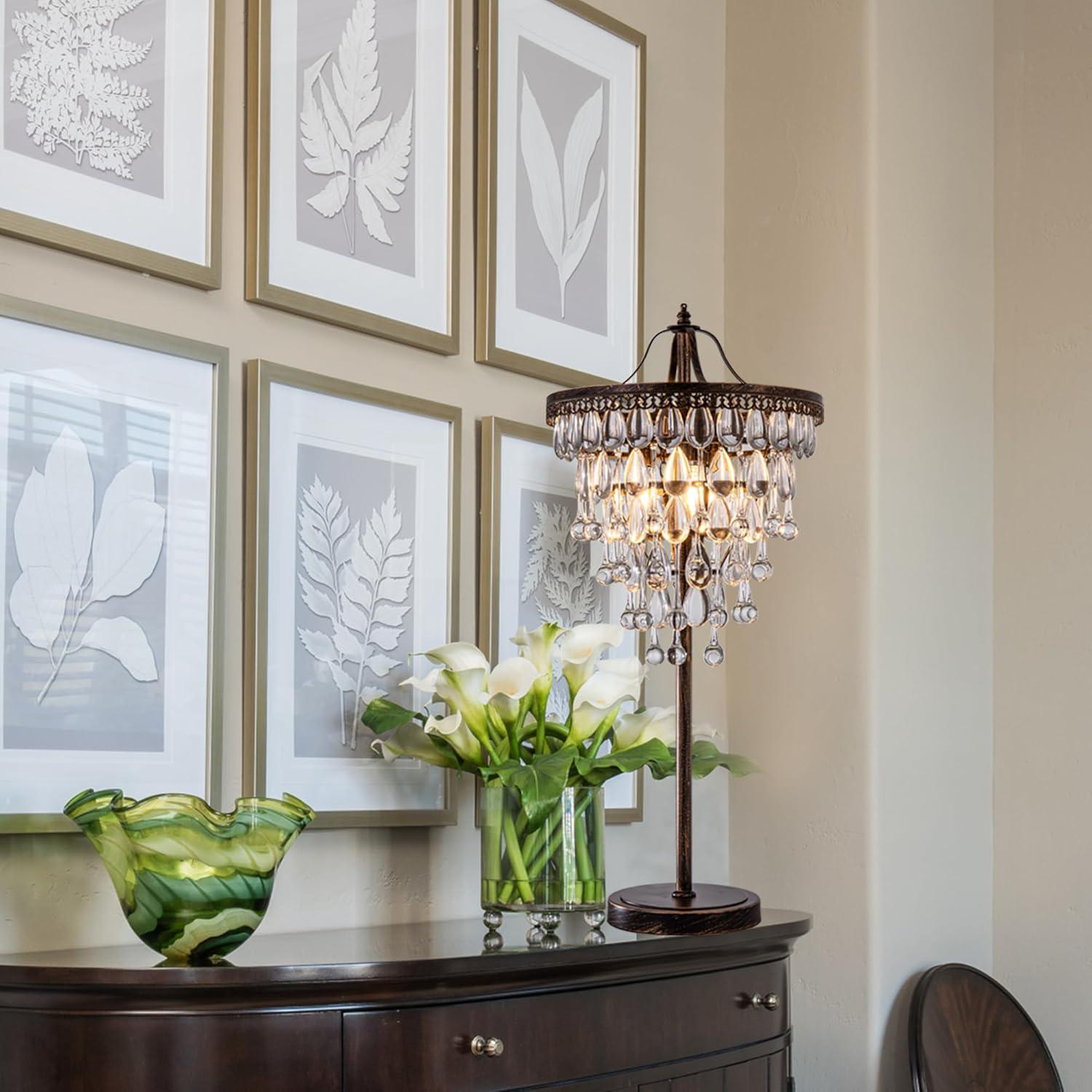 Lámpara de Mesa de Cristal Tochic 3 Luces Regulable 72 cm