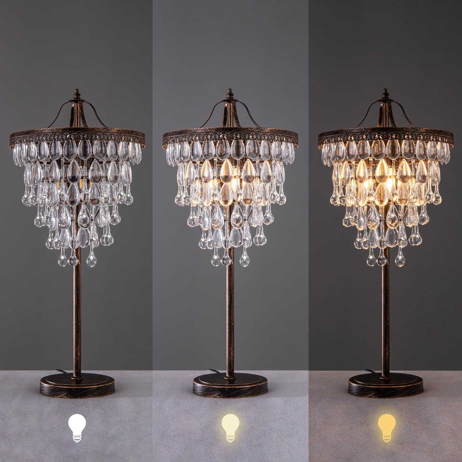 Lámpara de Mesa de Cristal Tochic 3 Luces Regulable 72 cm