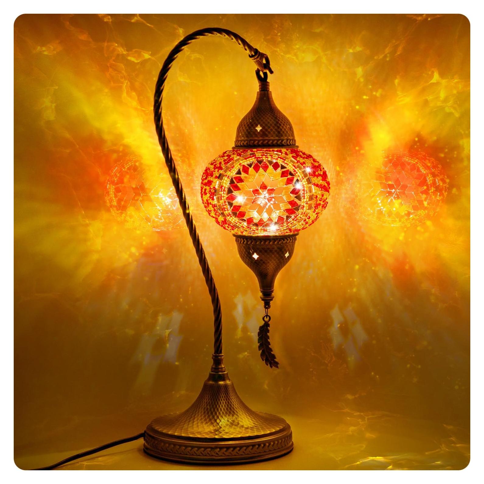 Lámpara de Mesa Yarra-Decor Turca de Mosaico 19cm LED Rojo