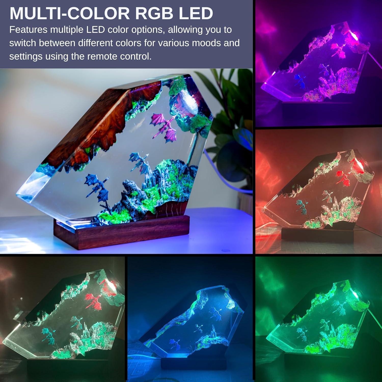 Lámpara de Resina Dragón LIGH9LAMP 16 Colores LED USB