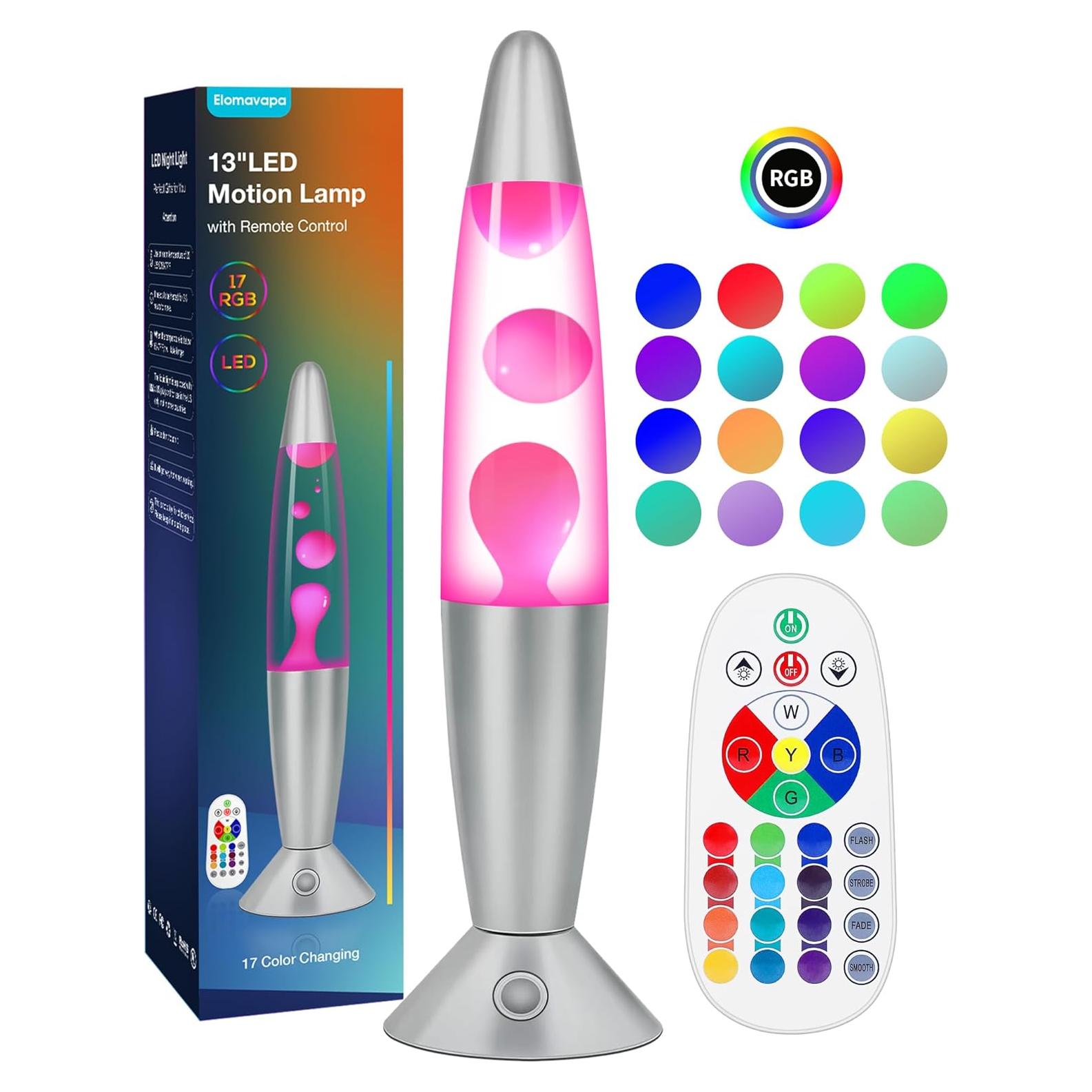 Lámpara de Movimiento Líquido LED Elomavapa 33 cm Rosa 17 Colores