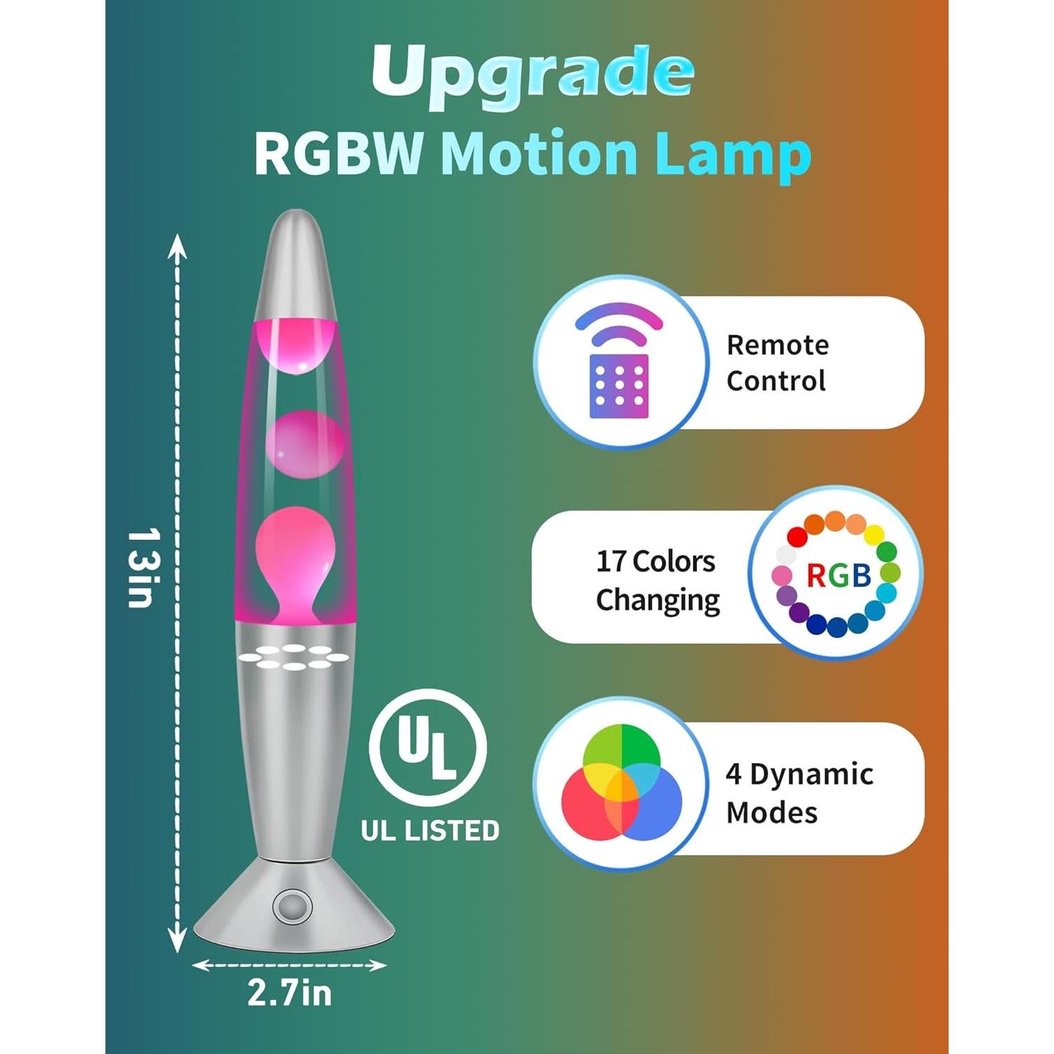 Lámpara de Movimiento Líquido LED Elomavapa 33 cm Rosa 17 Colores