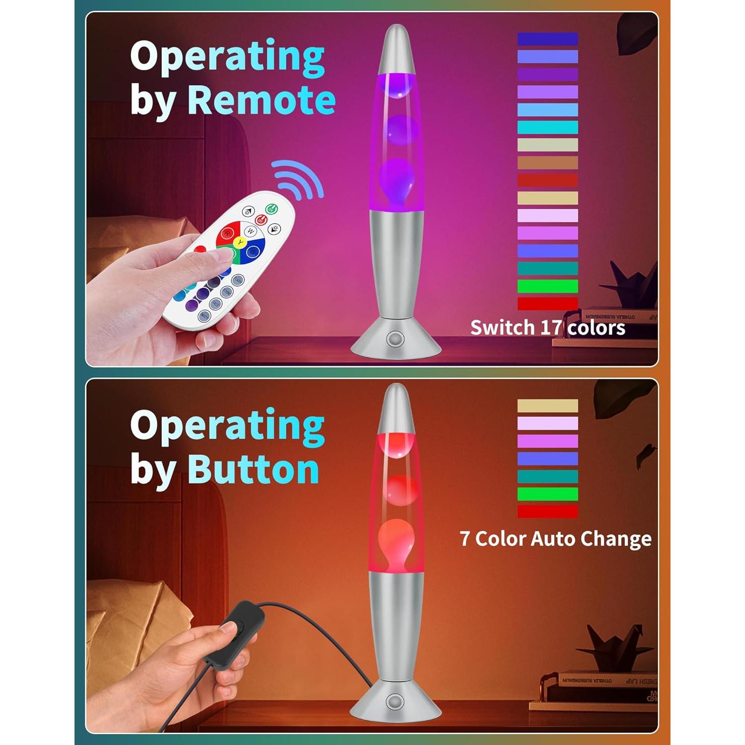 Lámpara de Movimiento Líquido LED Elomavapa 33 cm Rosa 17 Colores