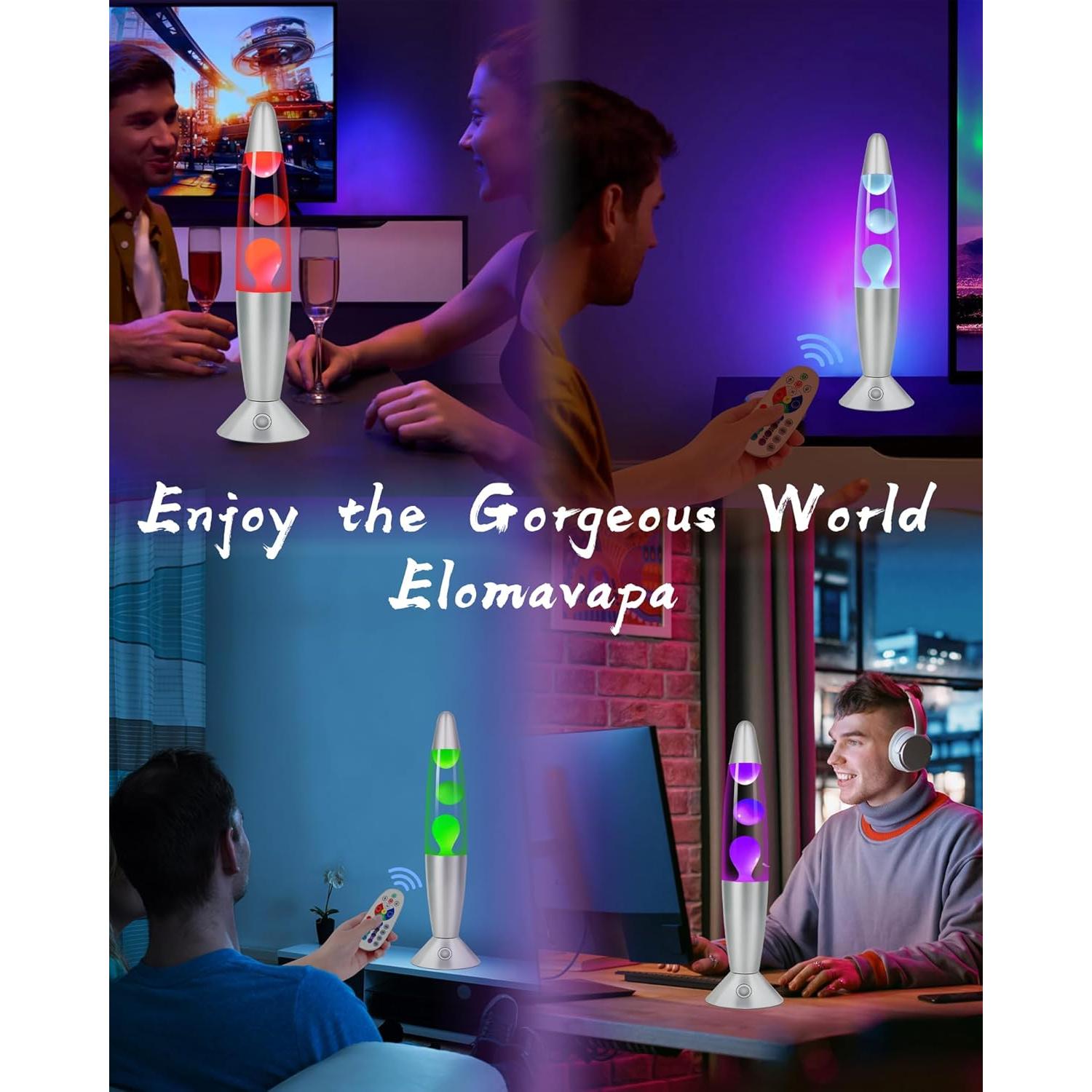 Lámpara de Movimiento Líquido LED Elomavapa 33 cm Rosa 17 Colores