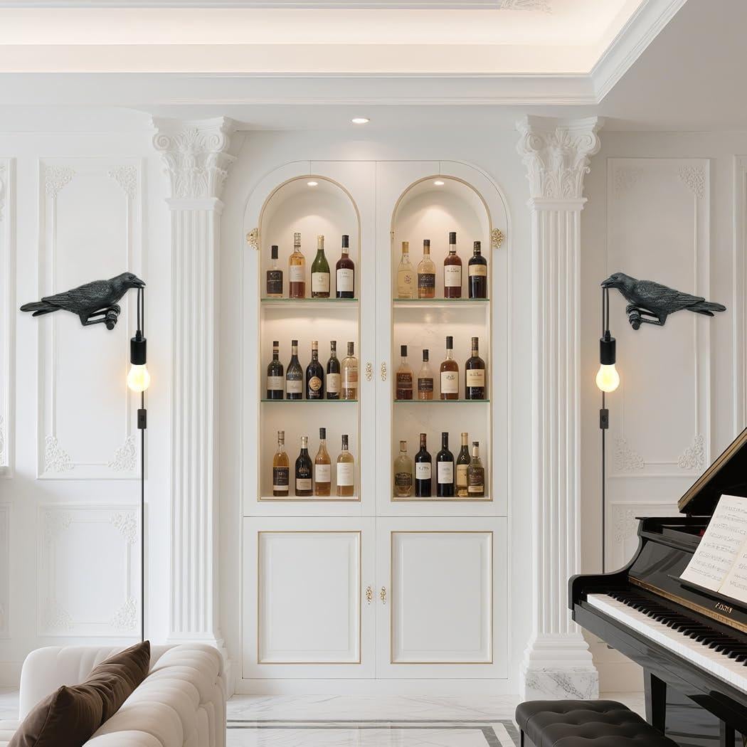 Aplique de Pared Gótico Cuervo YESINTO 30x17.5cm (Paquete de 2)