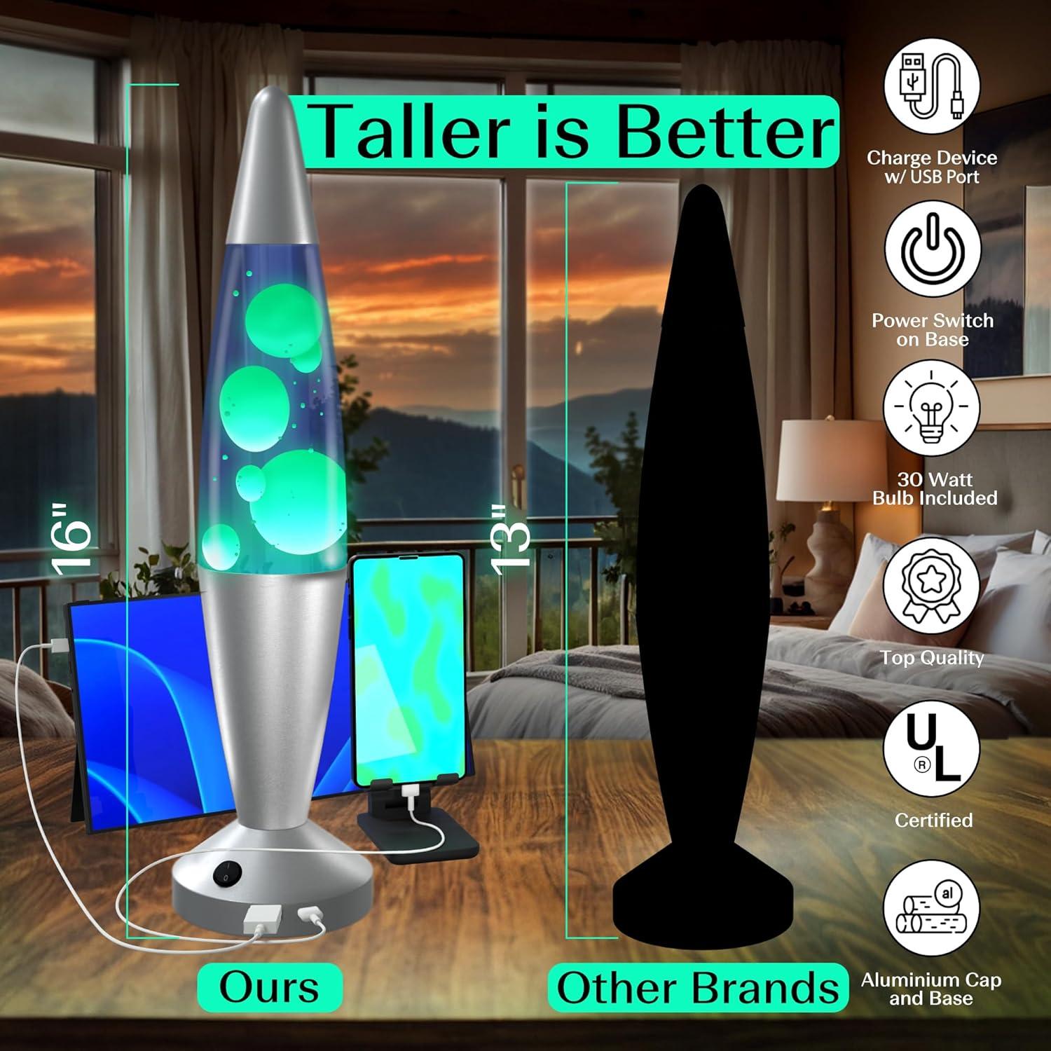 Lámpara Líquida Jambo 40.64 cm con Puertos USB - Luz Relajante