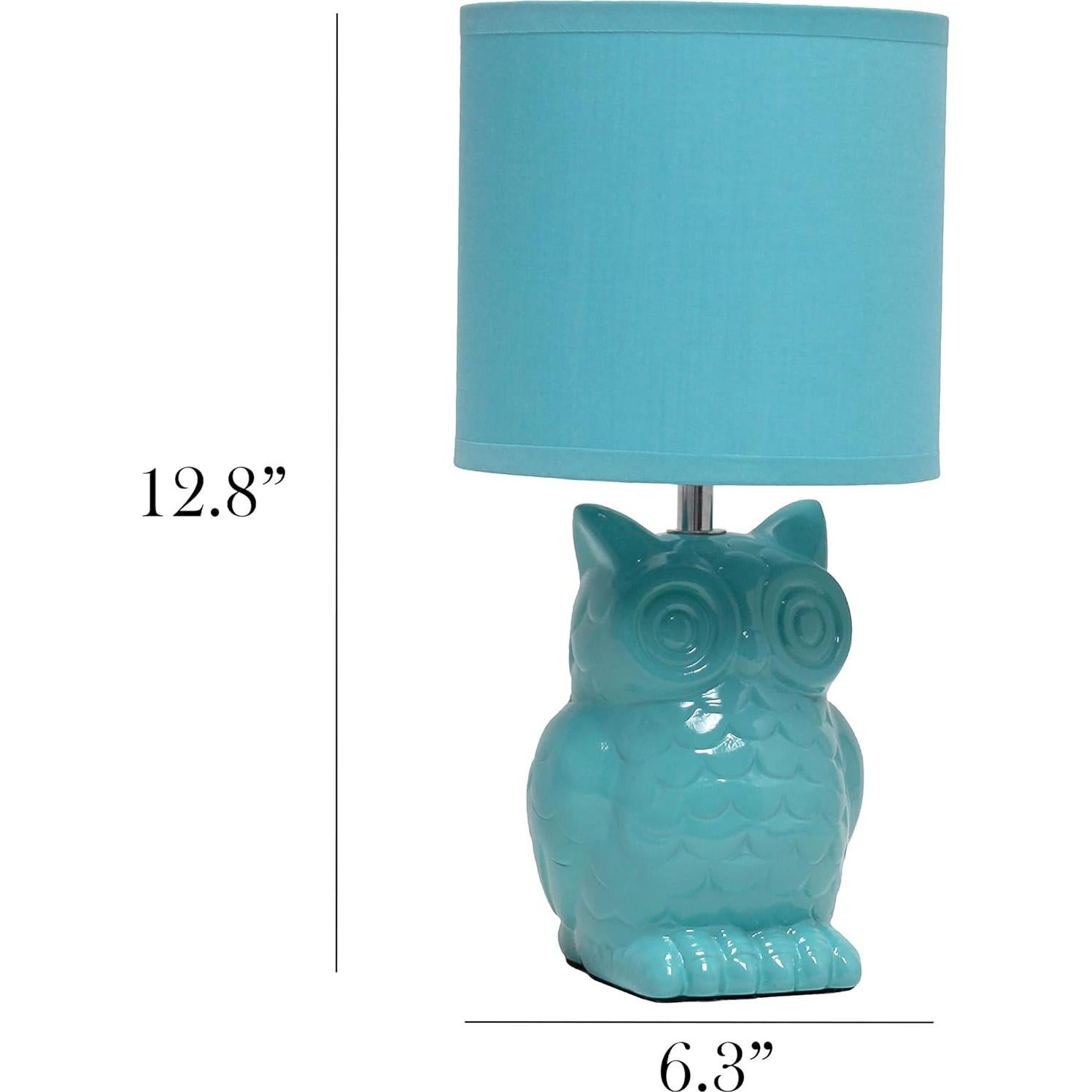 Lámpara de Mesa Cerámica Búho 12.8" Azul Tiffany Diseños Simples
