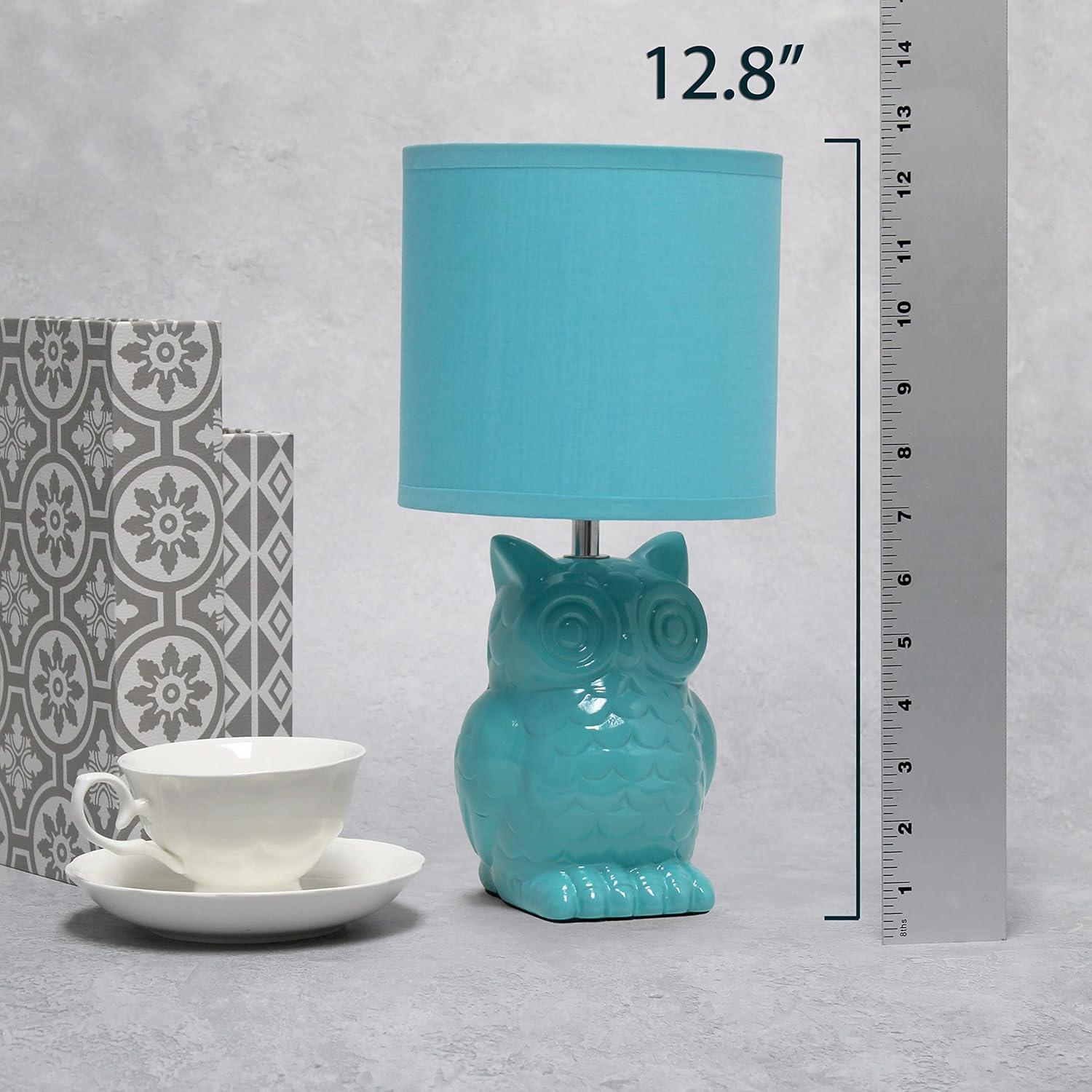Lámpara de Mesa Cerámica Búho 12.8" Azul Tiffany Diseños Simples