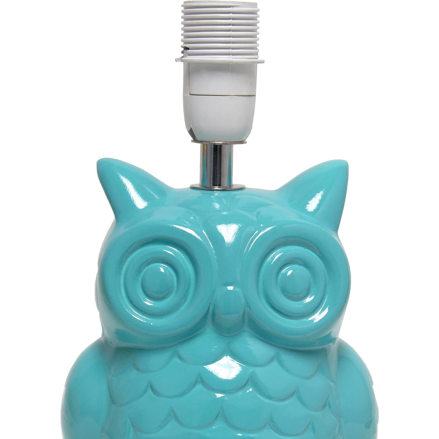 Lámpara de Mesa Cerámica Búho 12.8" Azul Tiffany Diseños Simples