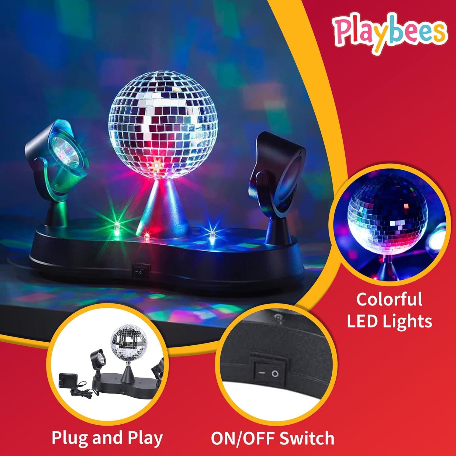 Bola de Disco LED Rotativa Playbees 12.7cm para Fiesta