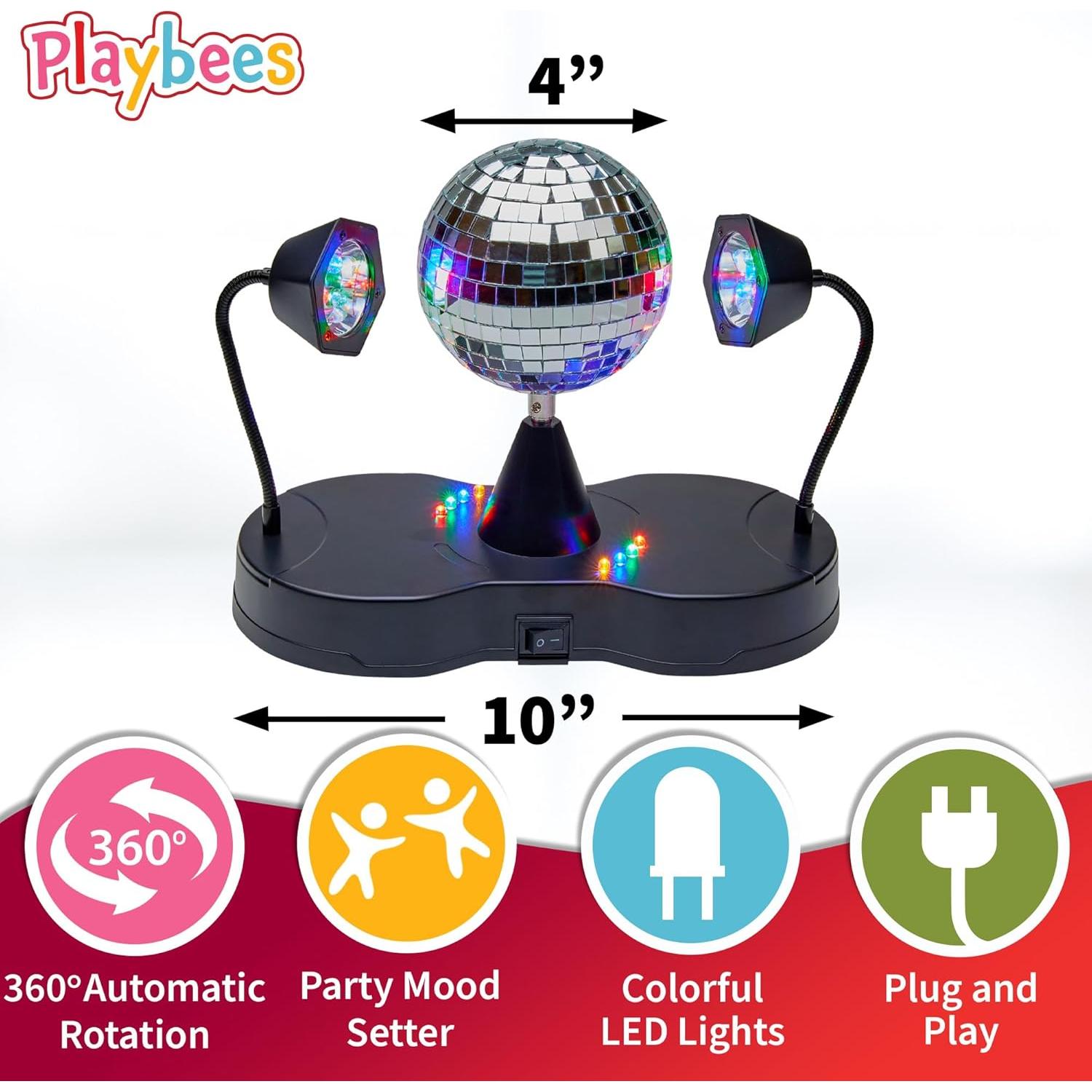 Bola de Disco LED Rotativa Playbees 12.7cm para Fiesta