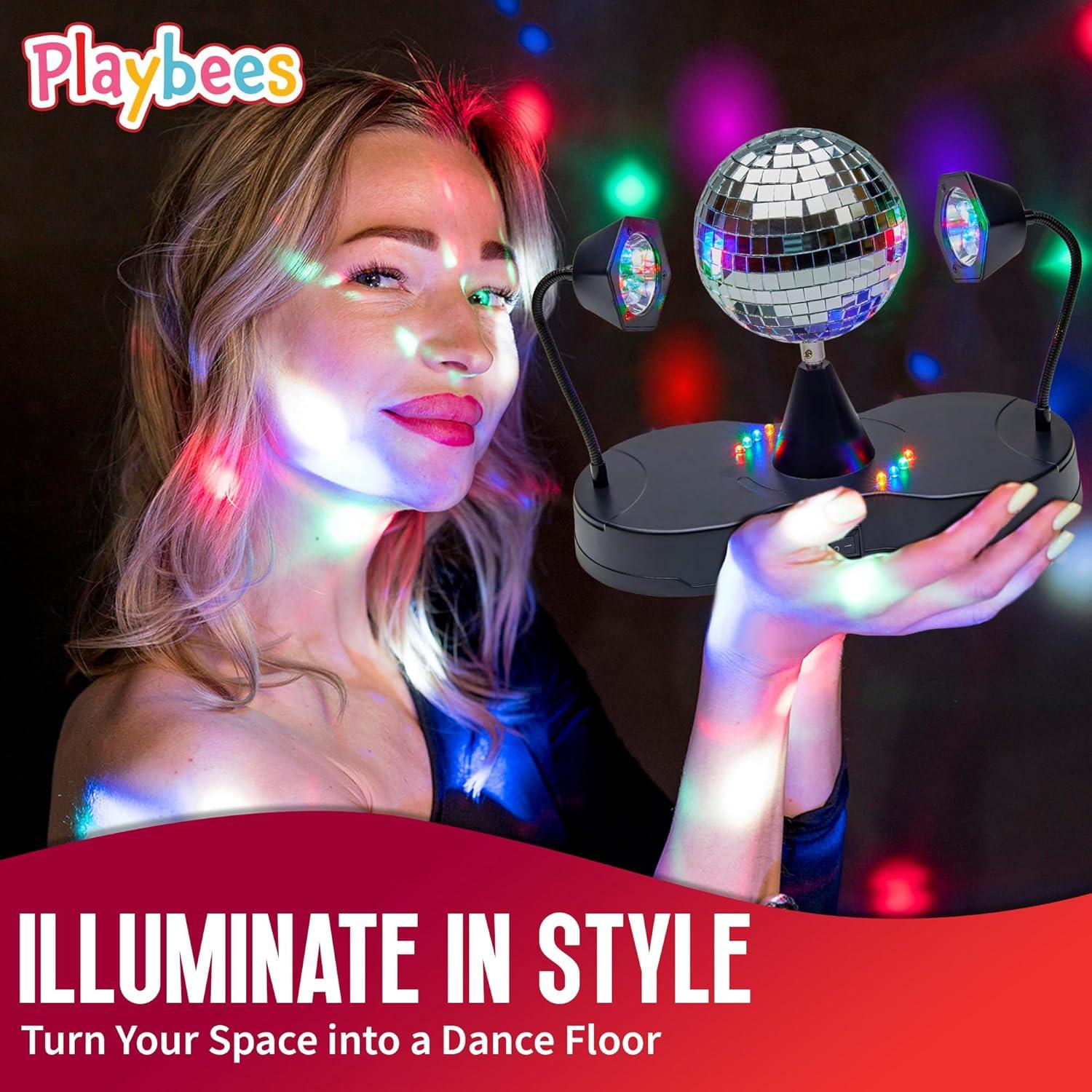 Bola de Disco LED Rotativa Playbees 12.7cm para Fiesta