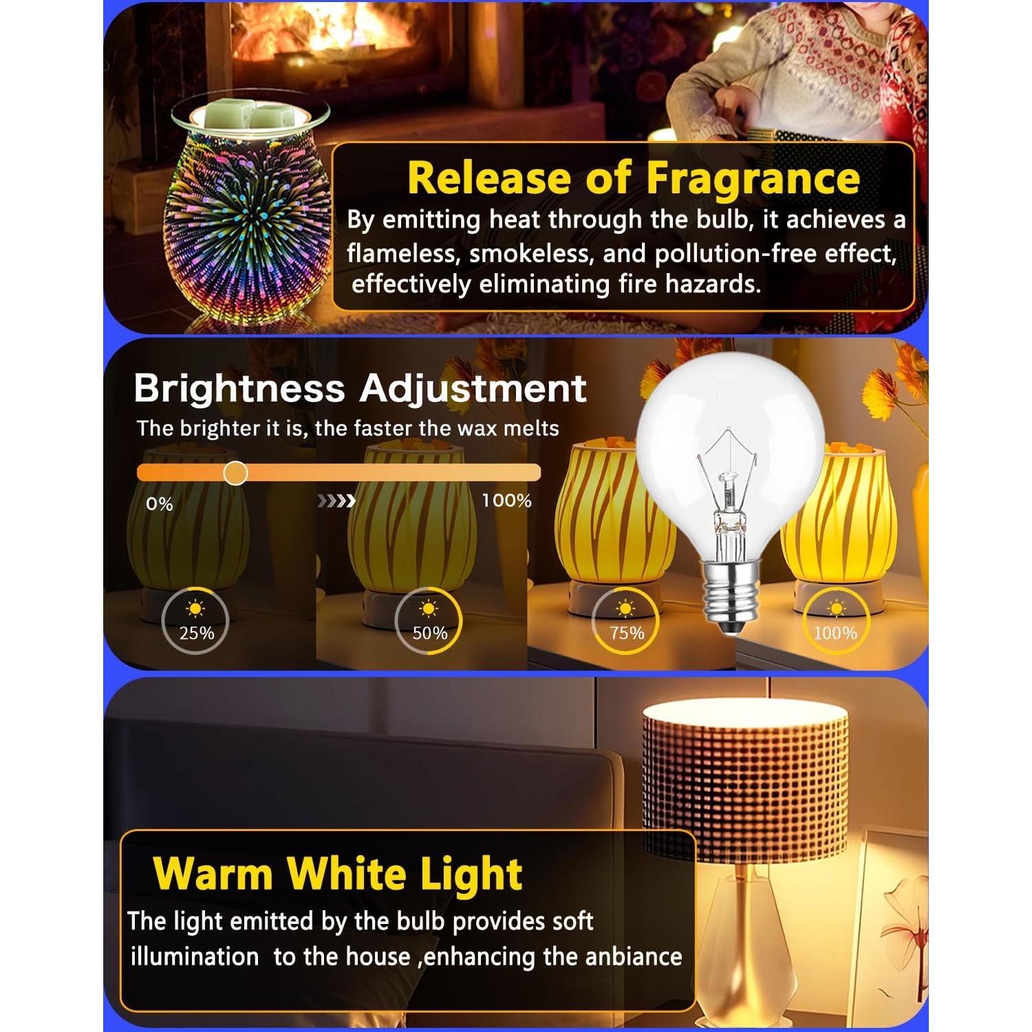 Bombillas E12 25W para Calentadores de Cera - 6 Paquetes