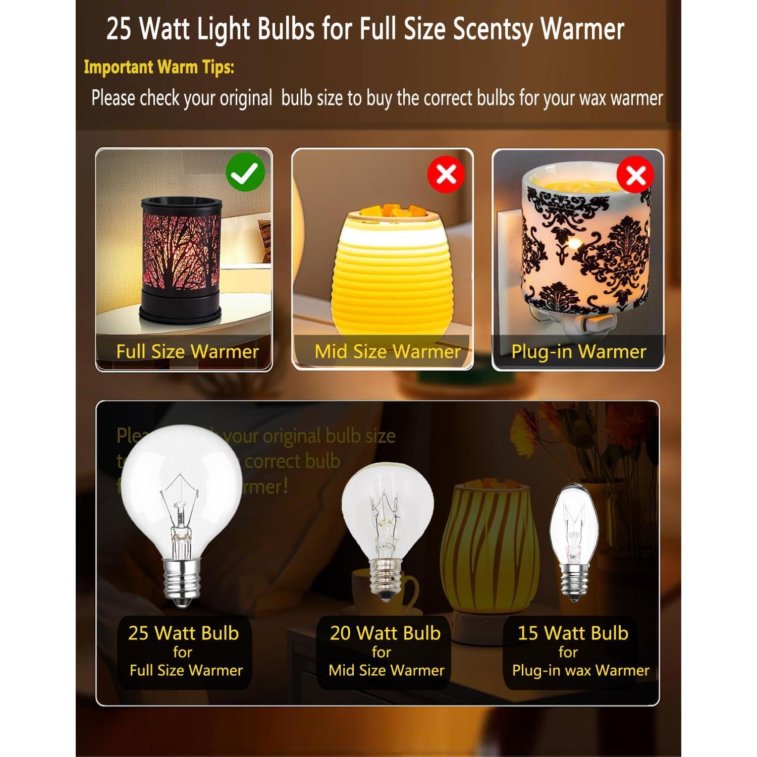 Bombillas E12 25W para Calentadores de Cera - 6 Paquetes