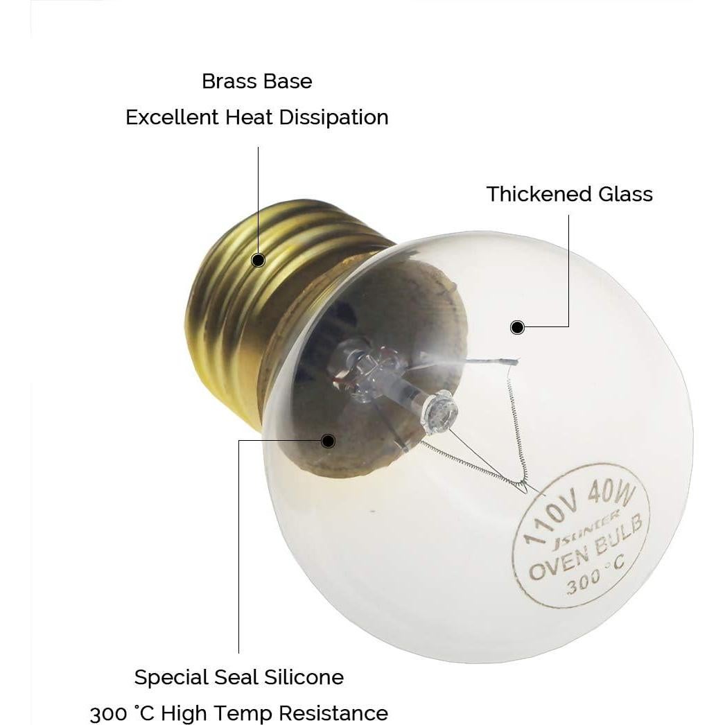 Bombilla de Horno Jslinter 40W E26/E27 Paquete de 4 - 415 Lúmenes