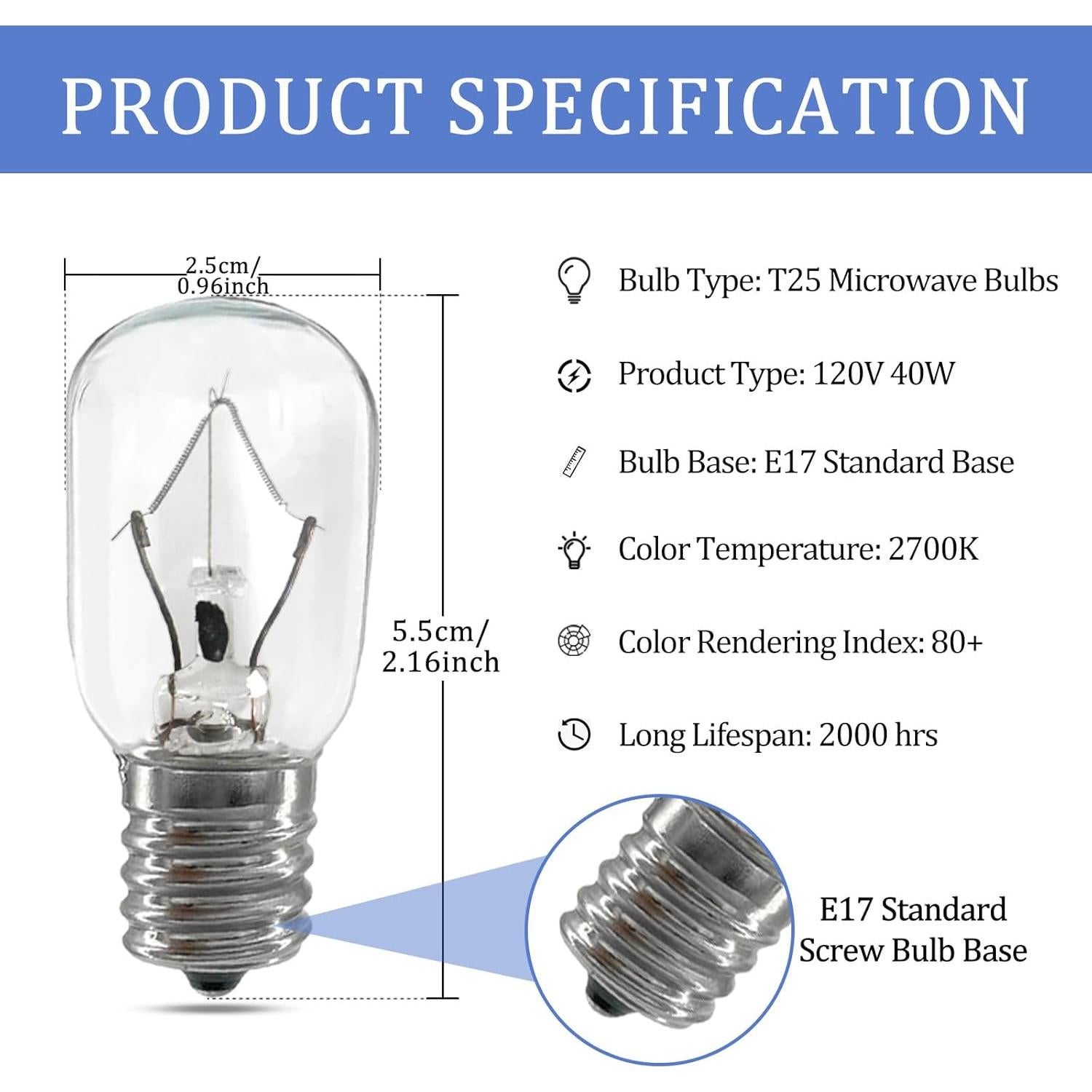 Bombillas de Microondas Whirlpool 8206232A 40W E17 Paquete de 4