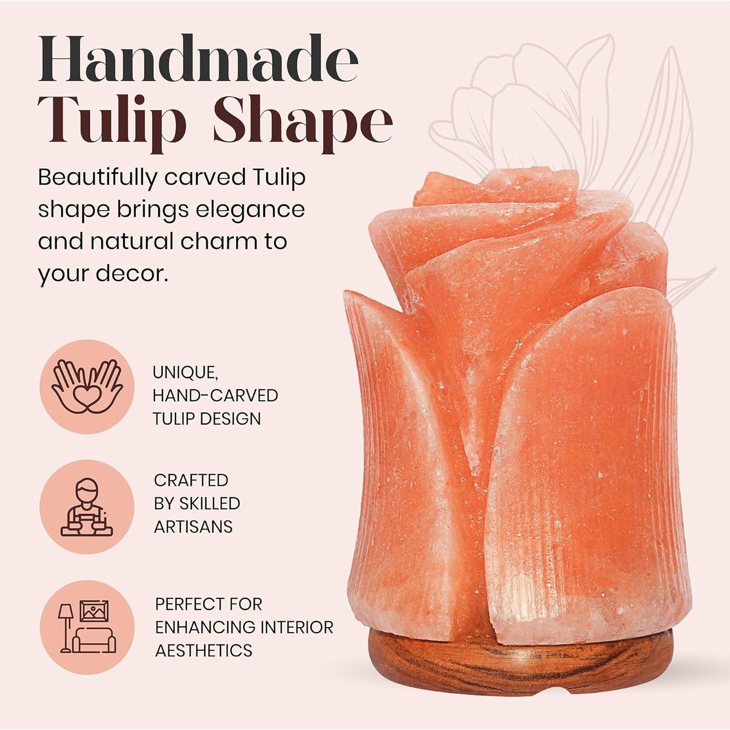 Lámpara de Sal Rosa del Himalaya Spantik Tulipán 15W
