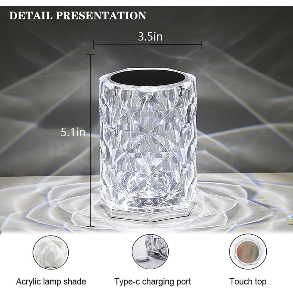 Lámpara de Mesa de Cristal Leroxo MGSJD Recargable 16 Colores