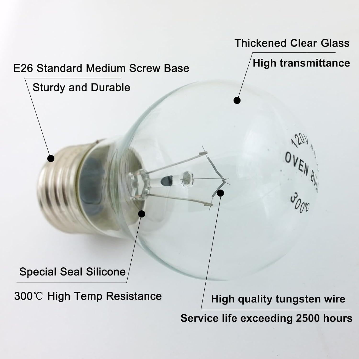 Bombilla A15 40W Zqian para Horno y Electrodomésticos 2 Pcs