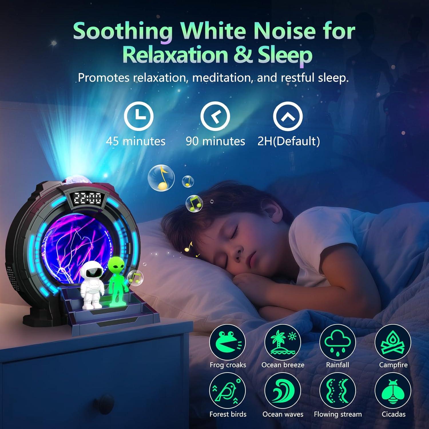 Proyector de Luz Galaxy Roujune con Altavoz Bluetooth y Ruido Blanco