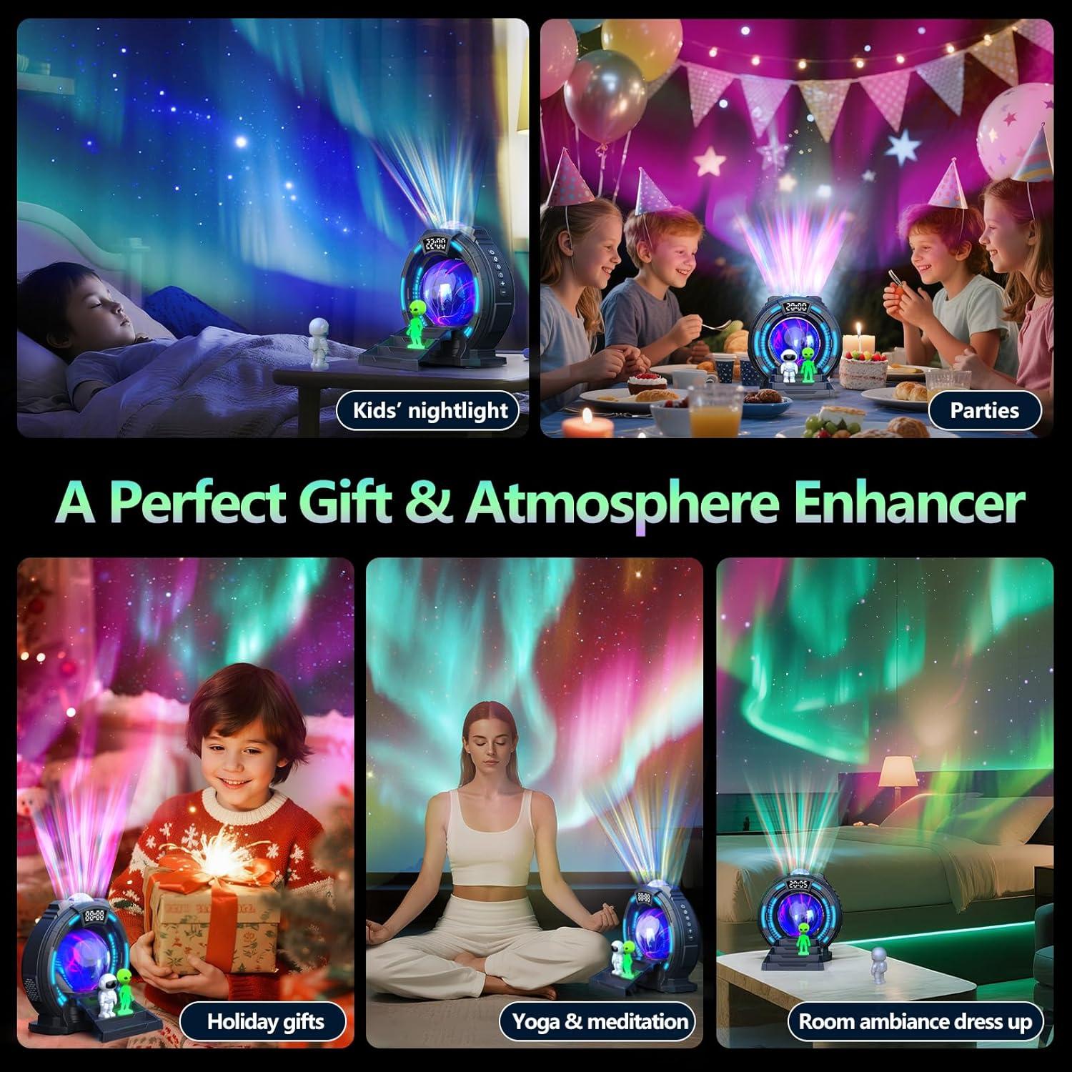 Proyector de Luz Galaxy Roujune con Altavoz Bluetooth y Ruido Blanco