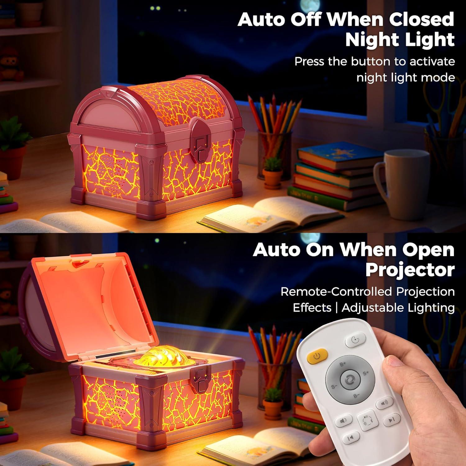 Proyector Galáctico Briignite Cofre del Tesoro 7 Colores Luz Nocturna