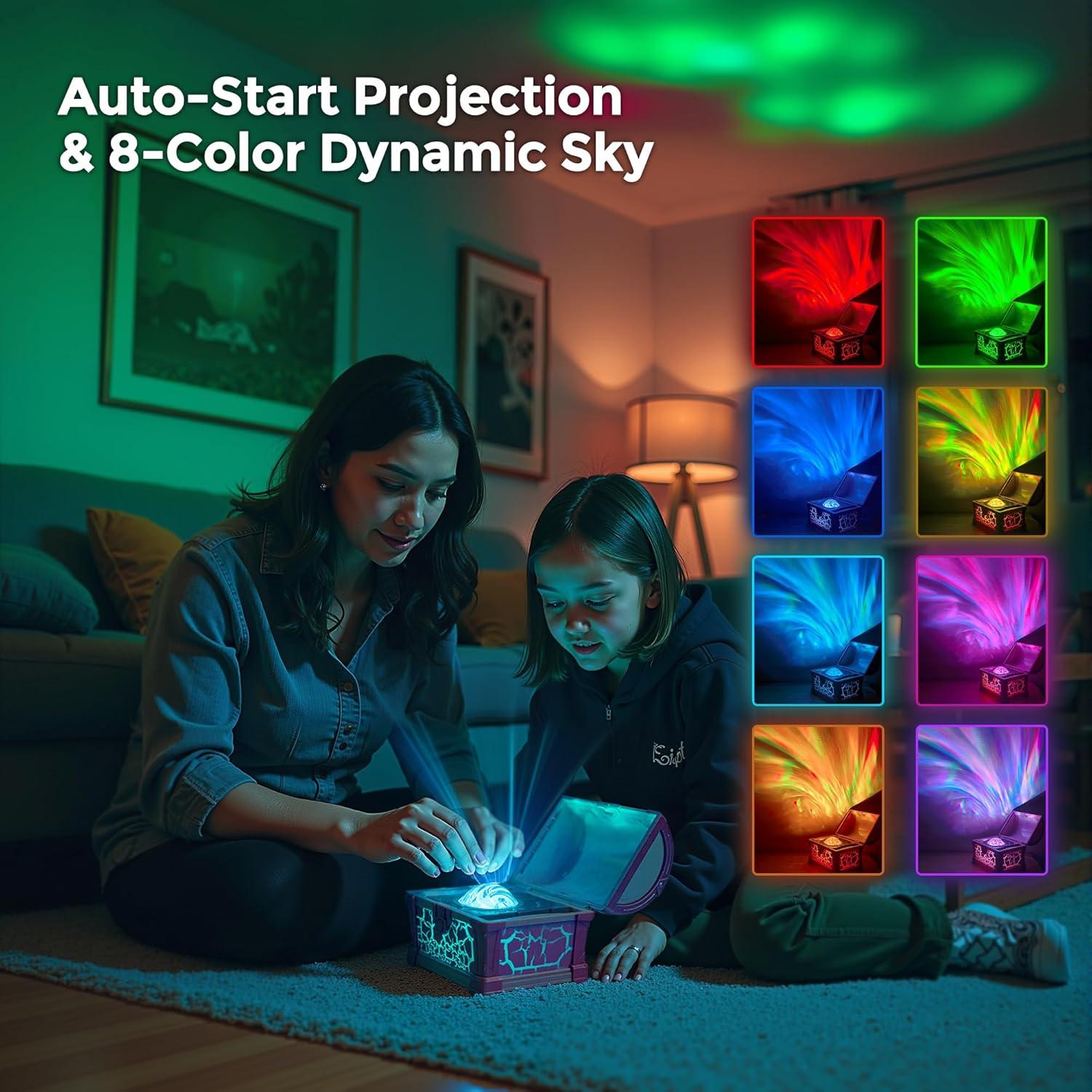 Proyector Galáctico Briignite Cofre del Tesoro 7 Colores Luz Nocturna