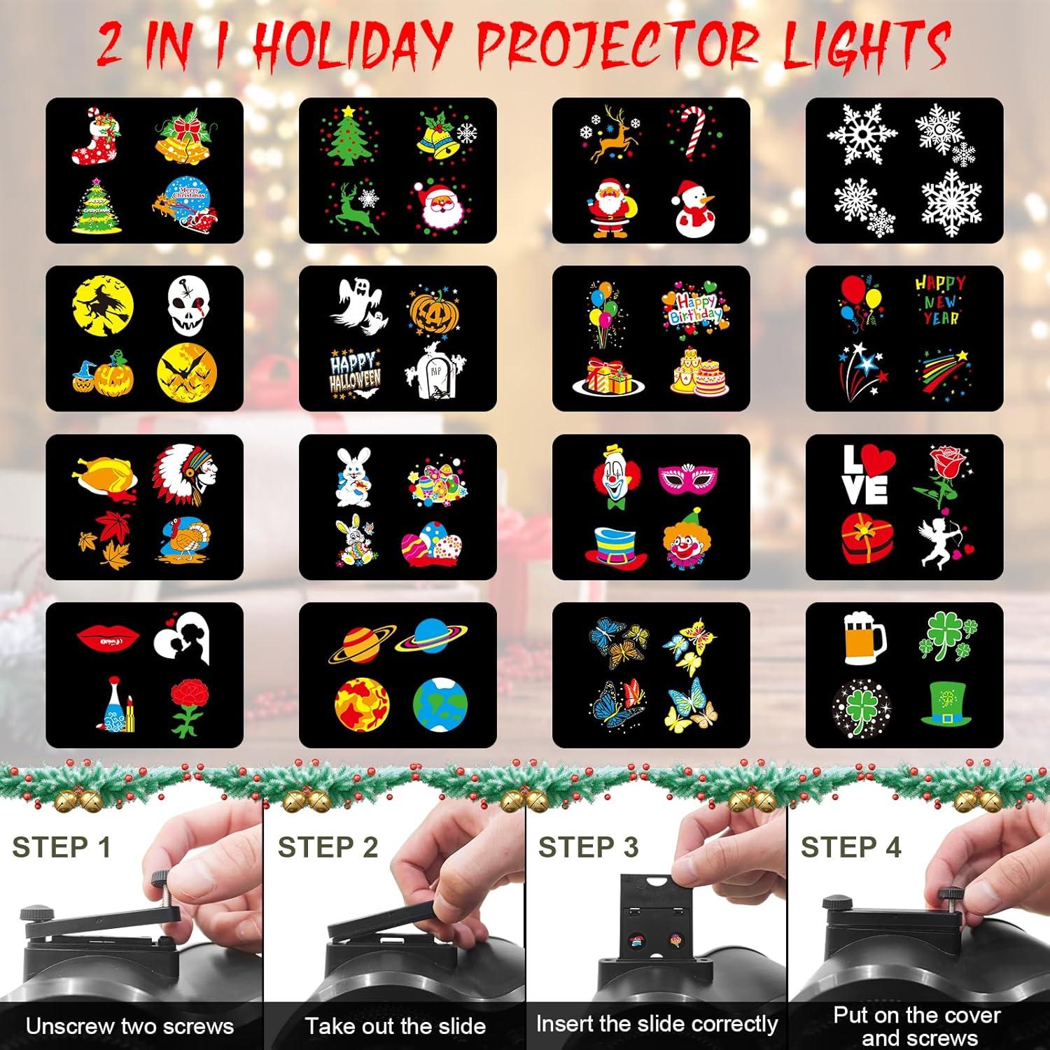 Proyector de Luces Halloween y Navidad 15W con Control Remoto