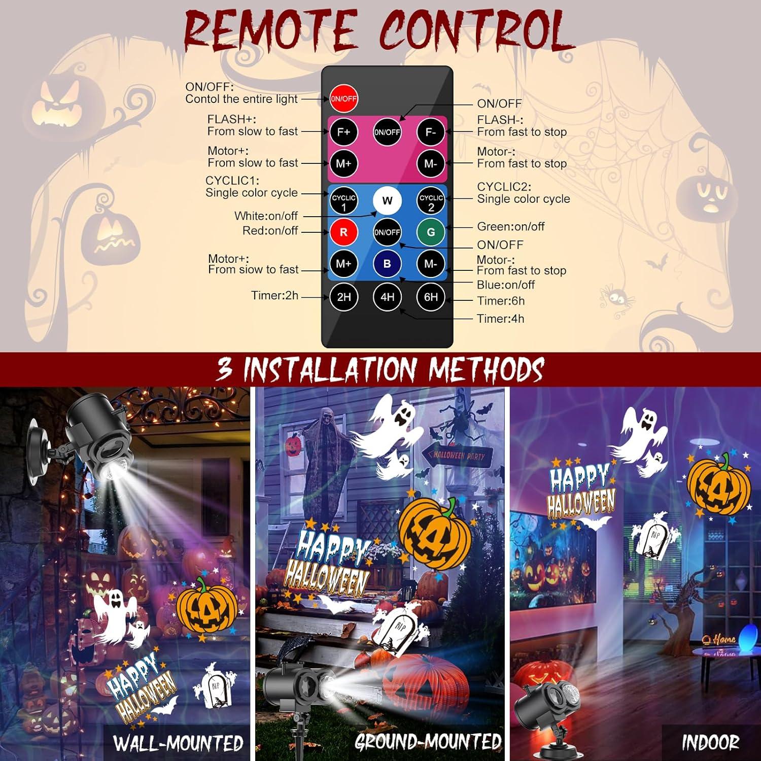 Proyector de Luces Halloween y Navidad 15W con Control Remoto