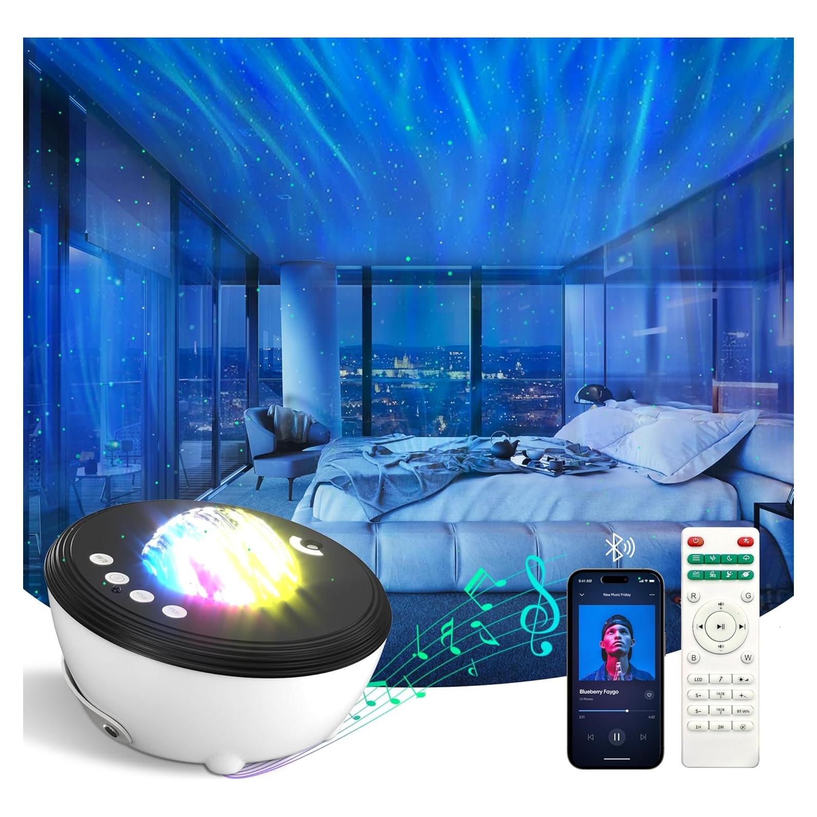 Proyector de Luz Galaxia ACACIA con Altavoz Bluetooth y 21 Efectos