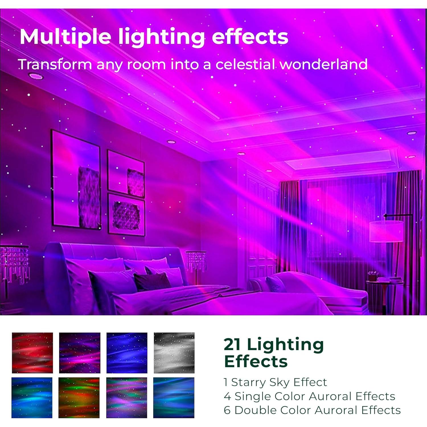 Proyector de Luz Galaxia ACACIA con Altavoz Bluetooth y 21 Efectos