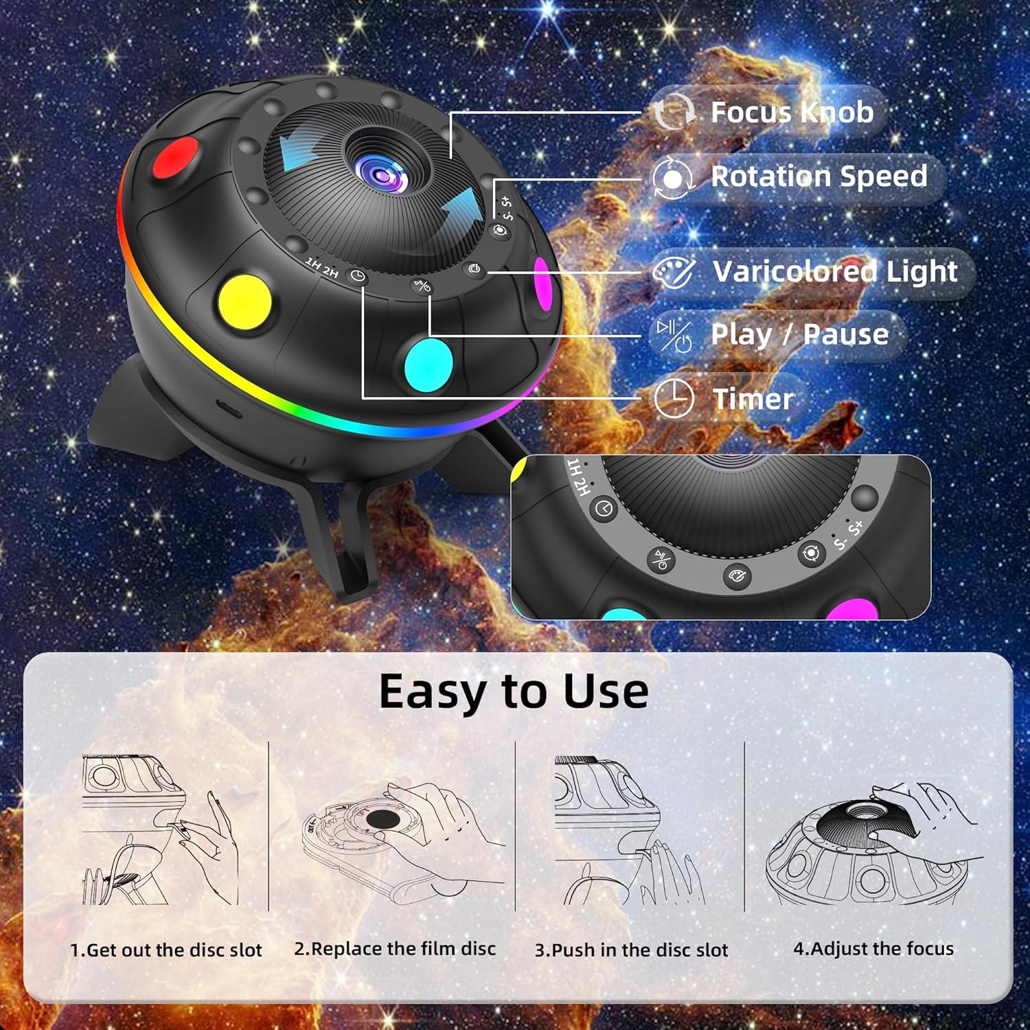 Proyector Galáctico 12 en 1 FlyLily, Luz Nocturna RGB