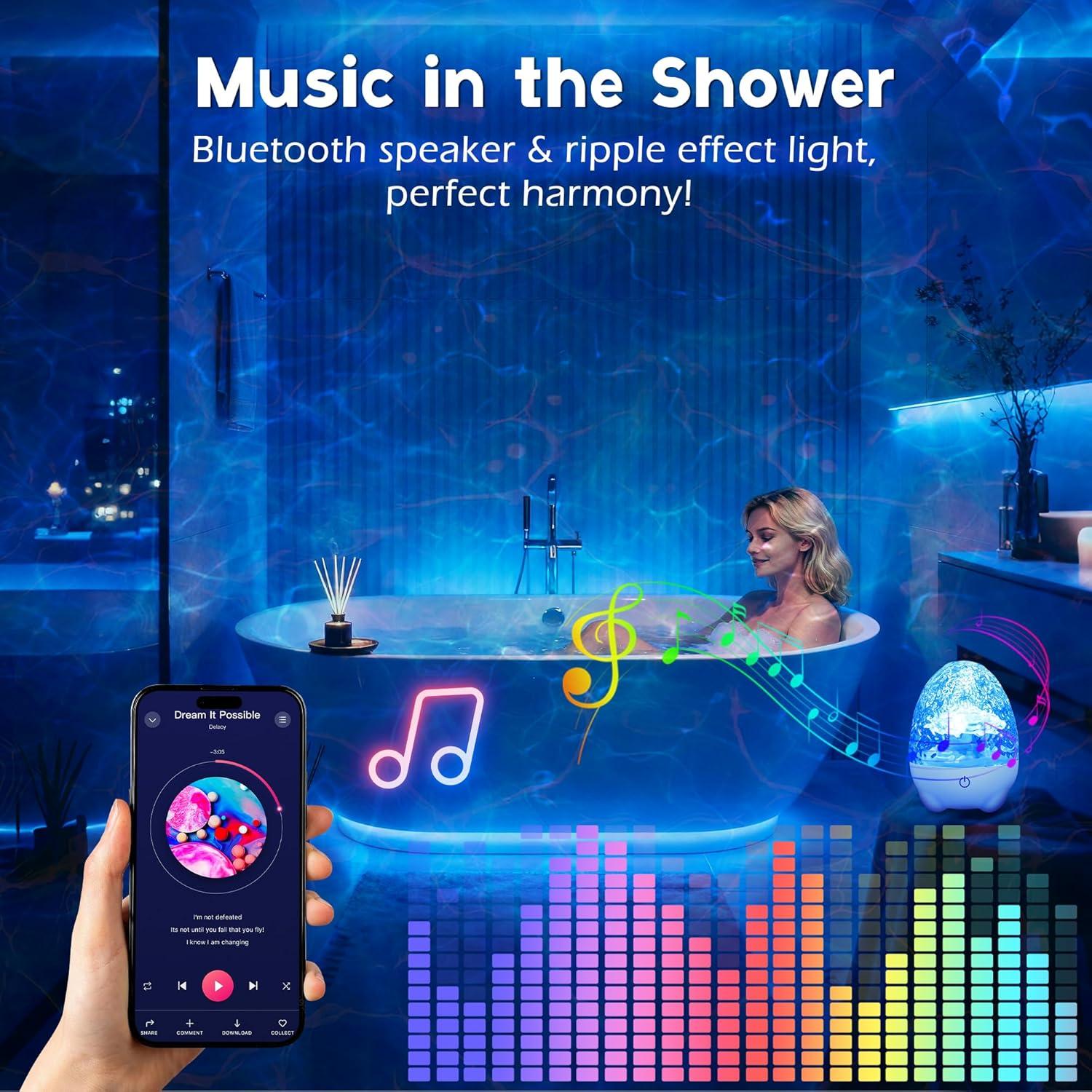 Luz de Ducha Recargable Lazukes BG0010A1 RGBW con Altavoz