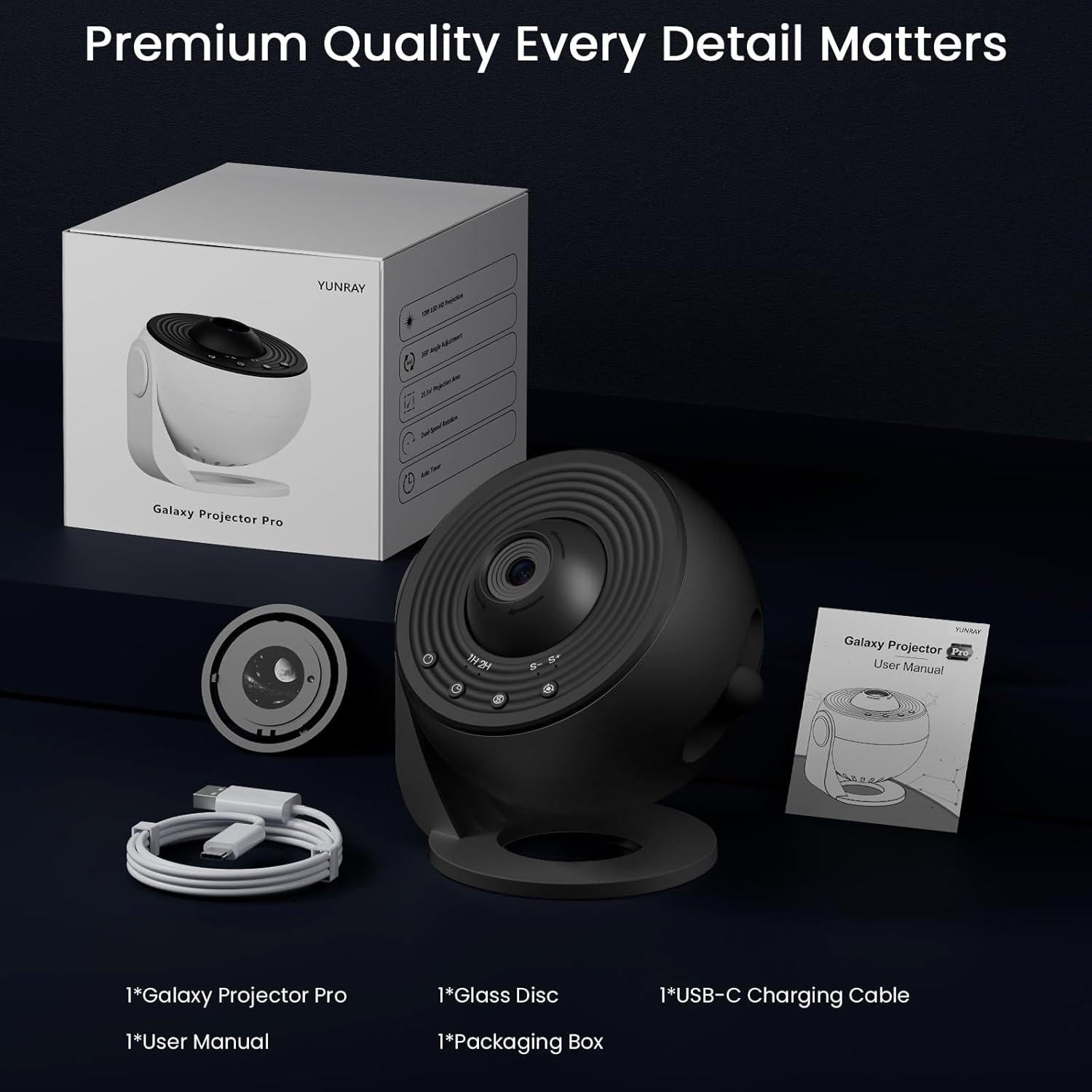 Proyector de Estrellas YUNRAY Galaxy Pro Luz Nocturna HD