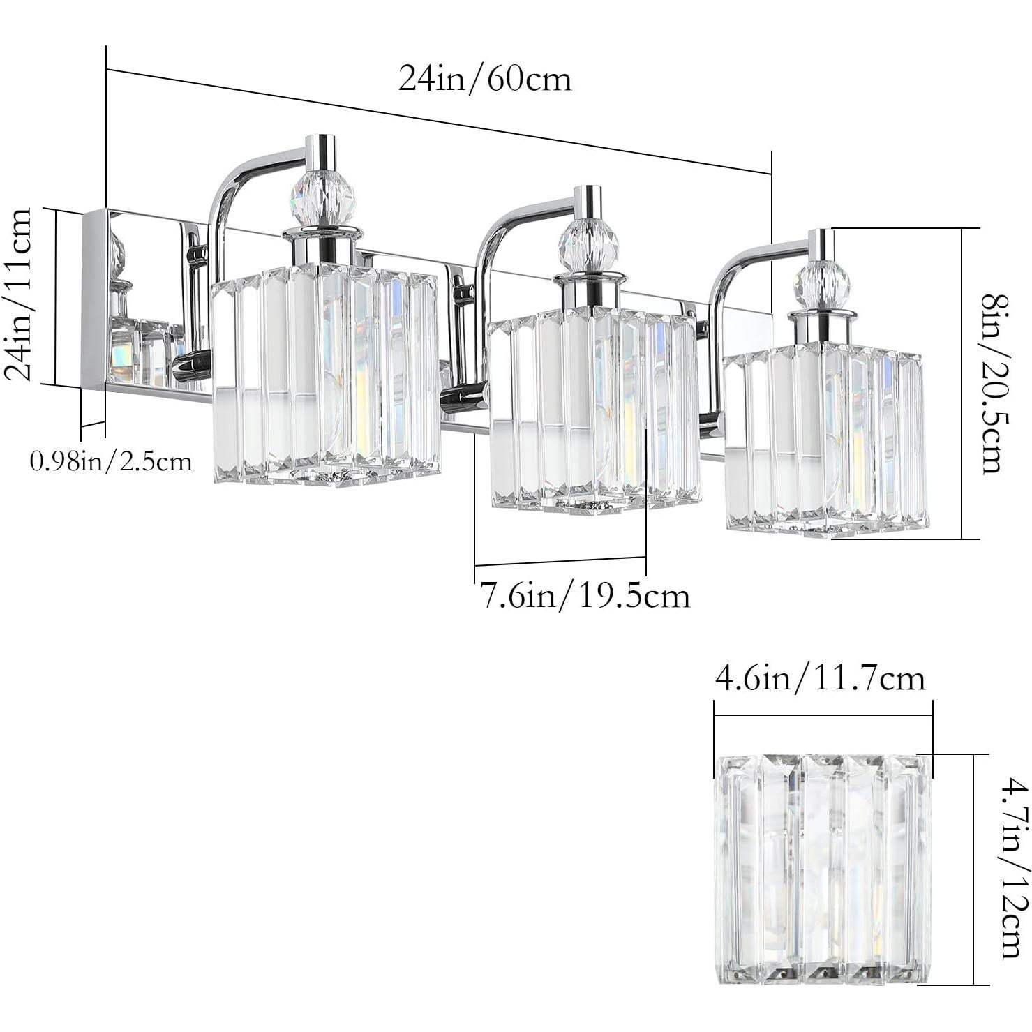 Luz de tocador moderna Ralbay 60W cristal 60cm cromo